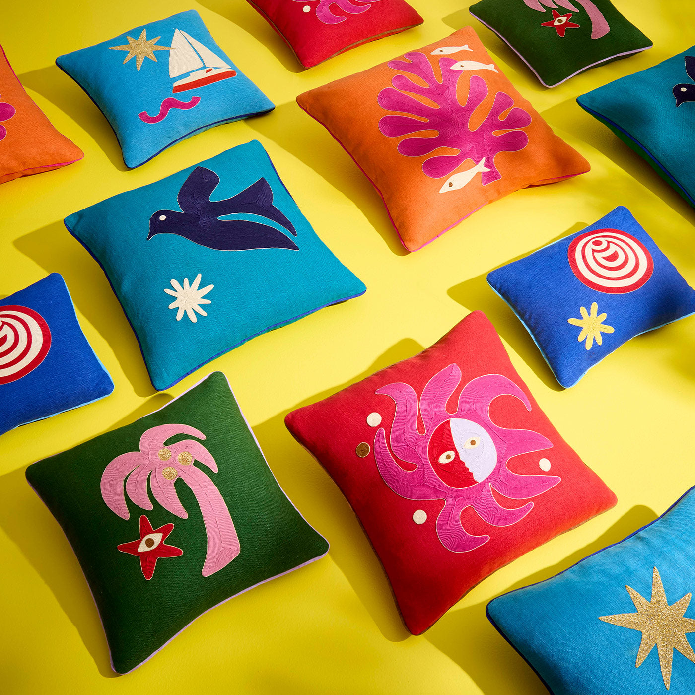 Playa Sailboat Pillow collection styled view