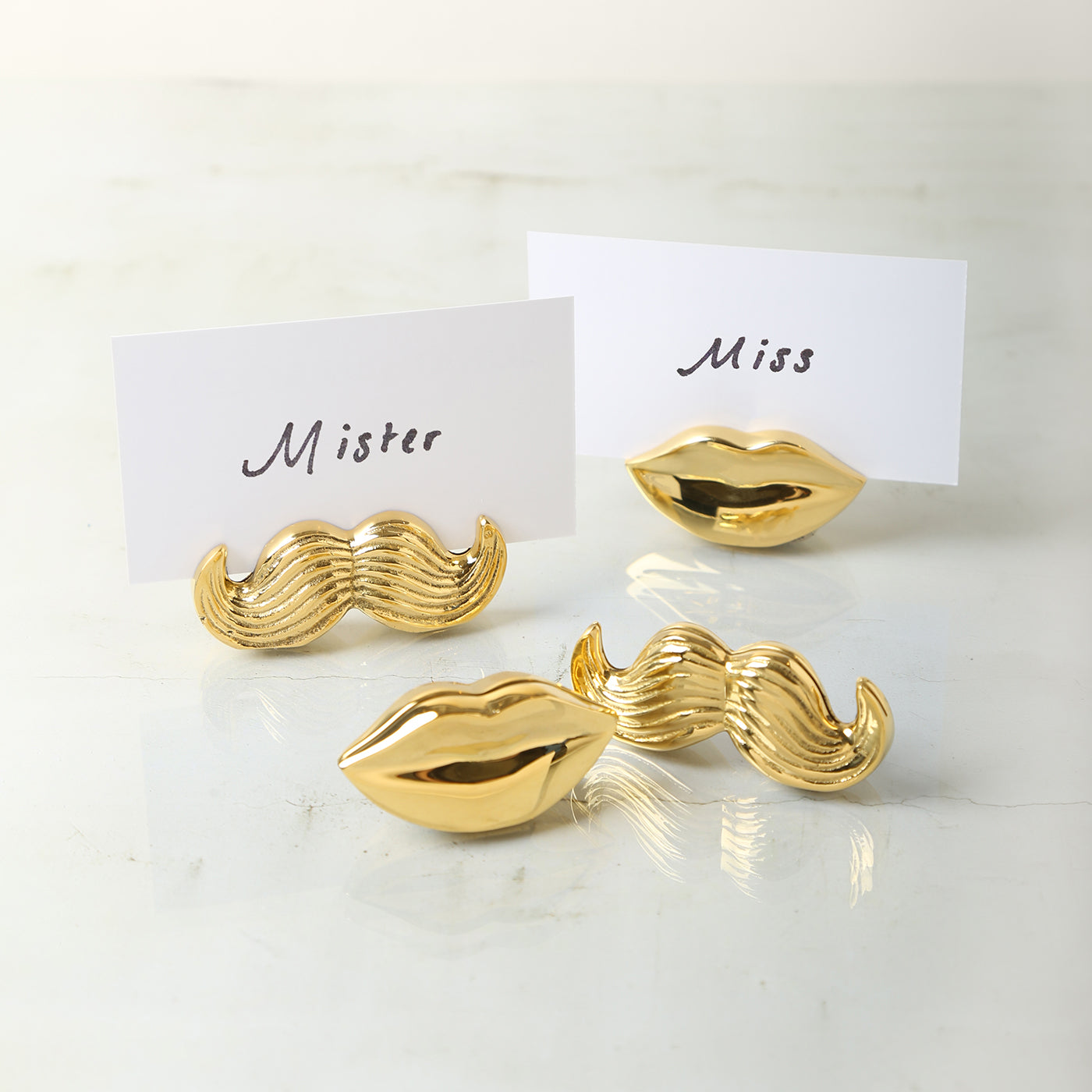 mr. and mrs. brass place card holder - styled view 2