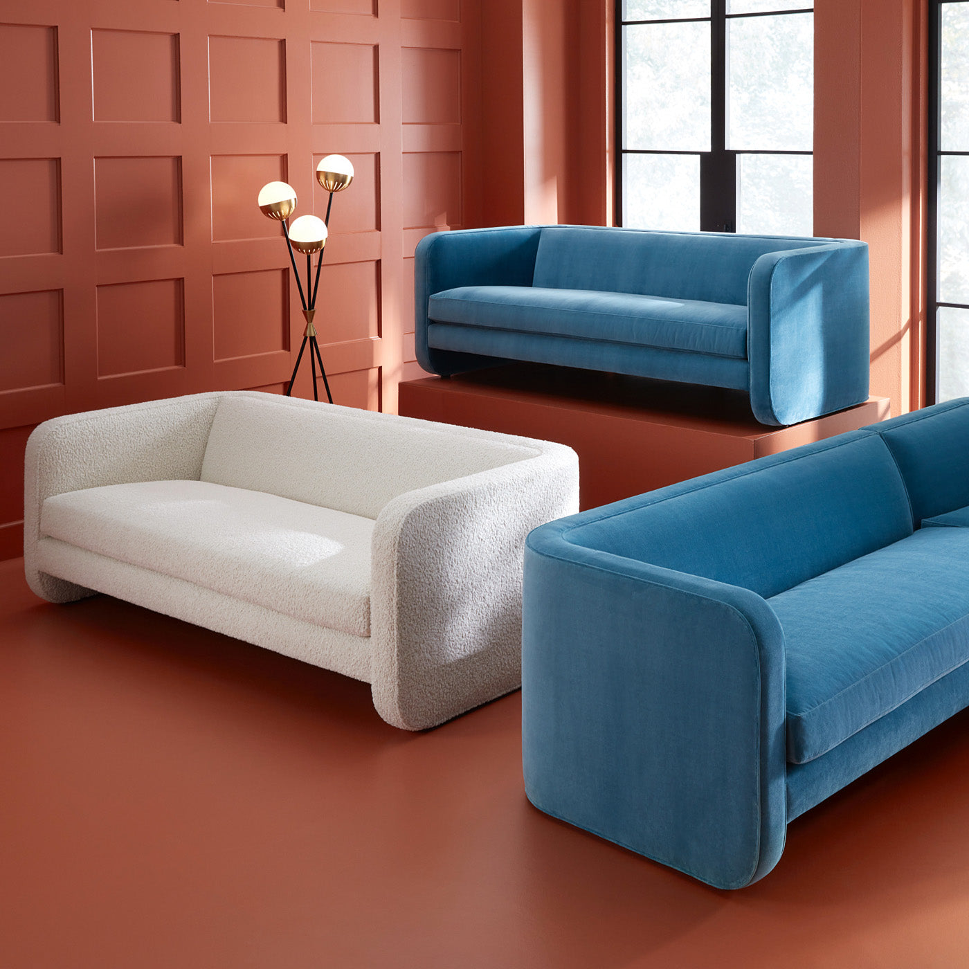 sunset sofa varese azure blue velvet - back view