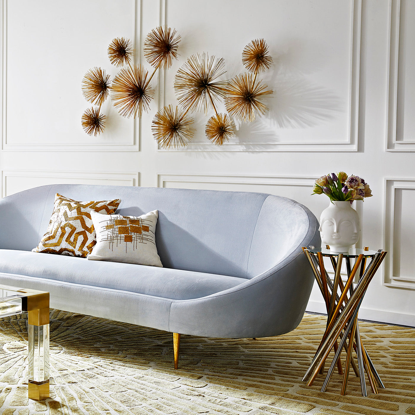 electrum accent table ether sofa living room - styled view