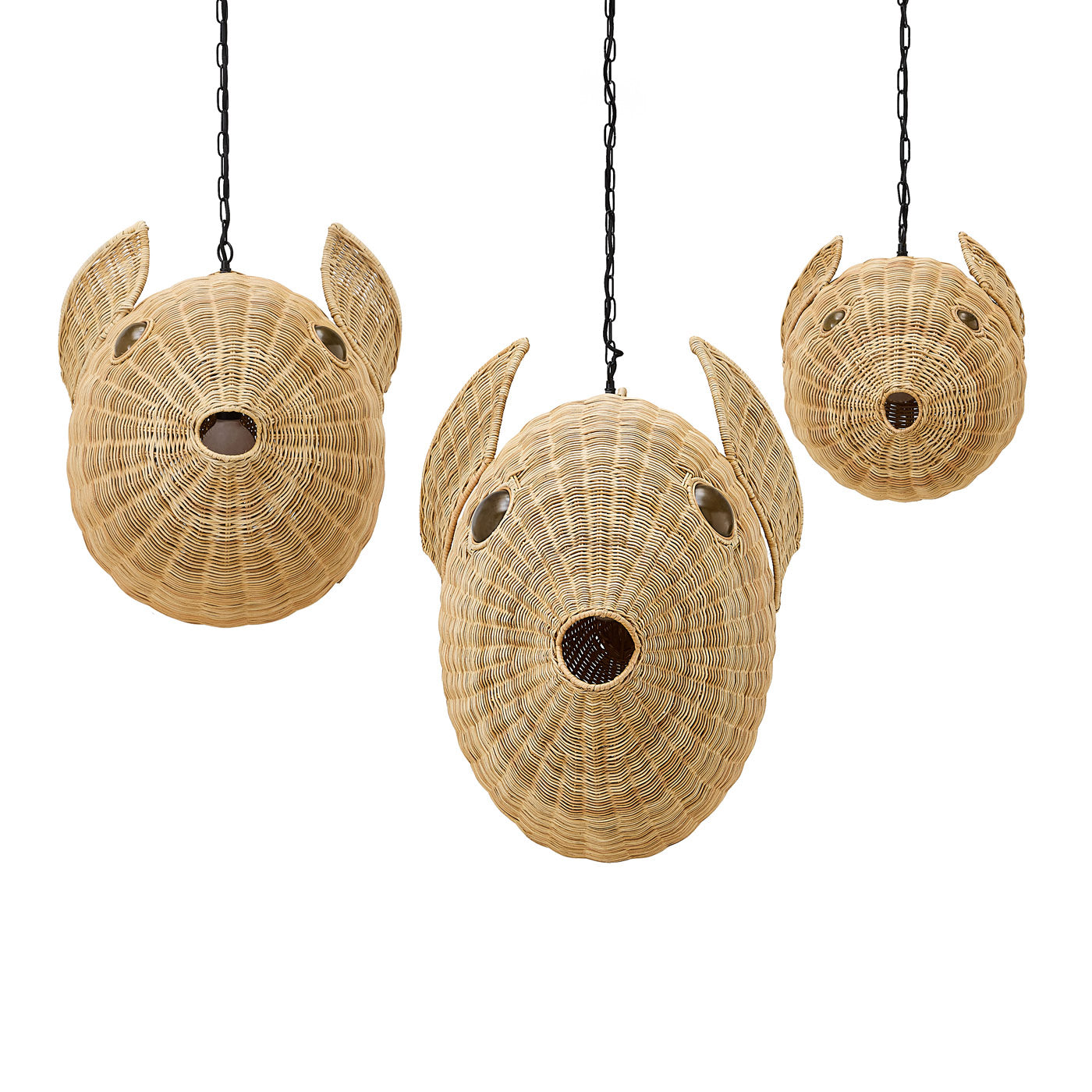 Wicker Blow Fish Pendant Collection - side view