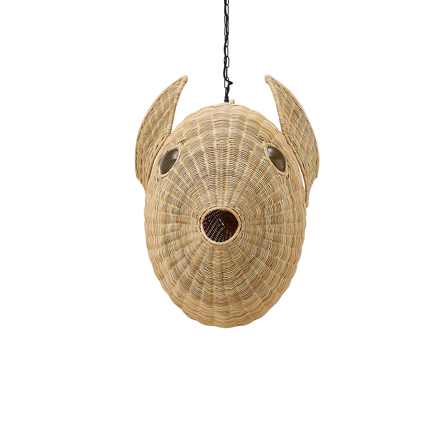 Wicker Blow Fish Pendant Large - side view