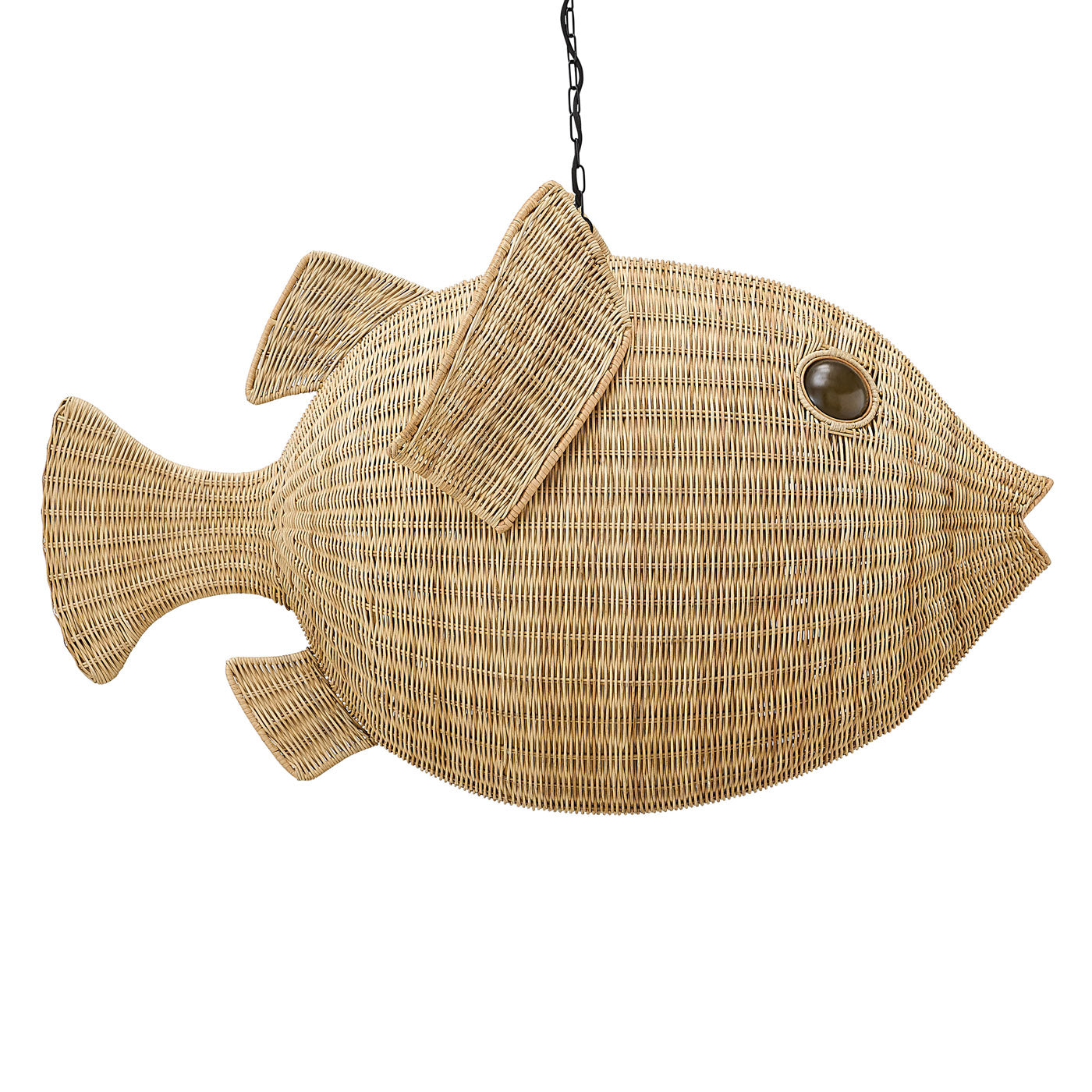 Wicker Blow Fish Pendant Large - styled view