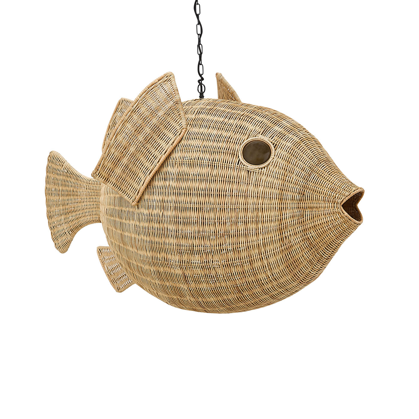 Wicker Blow Fish Pendant Large - details view