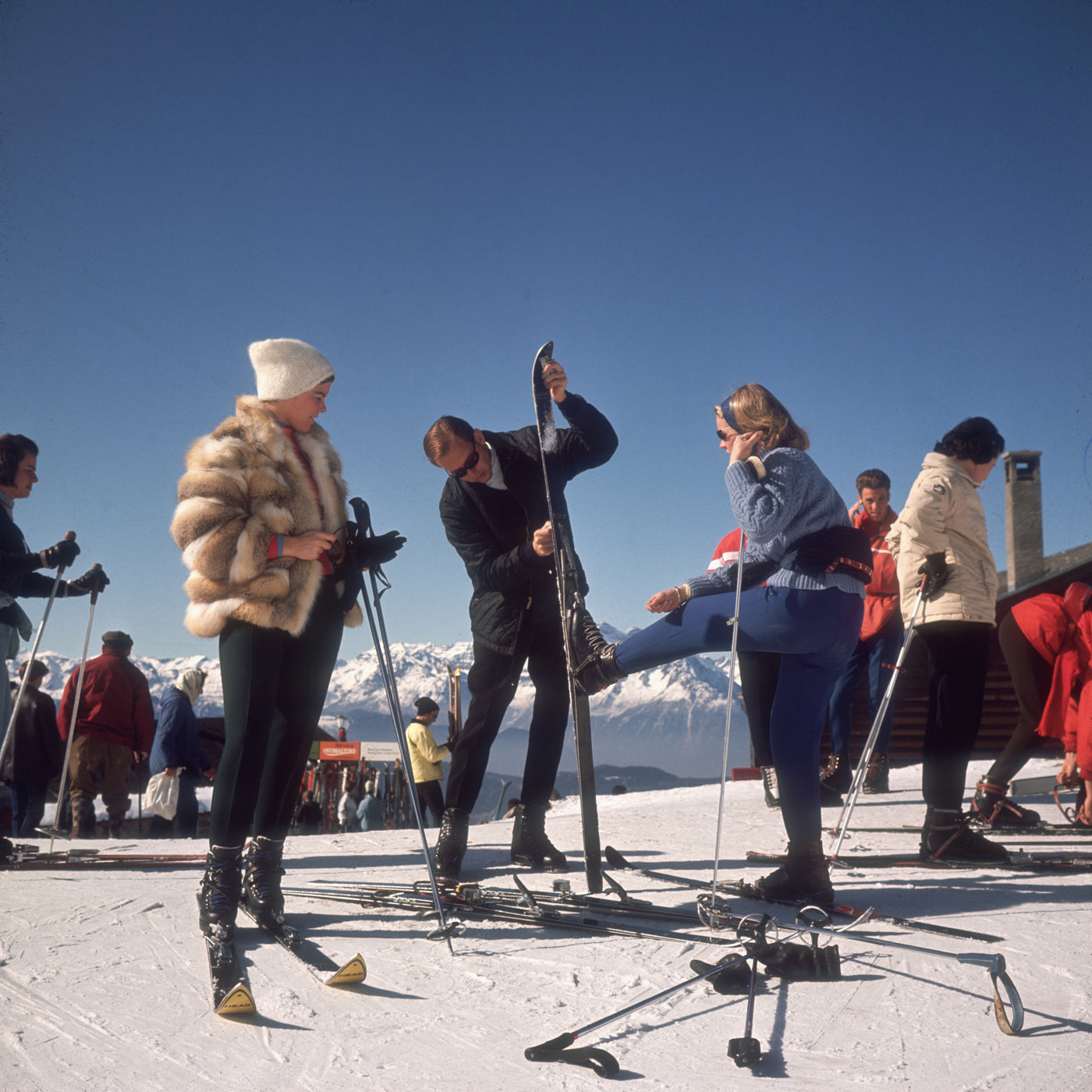slim aarons "verbier skiers" photograph - front view