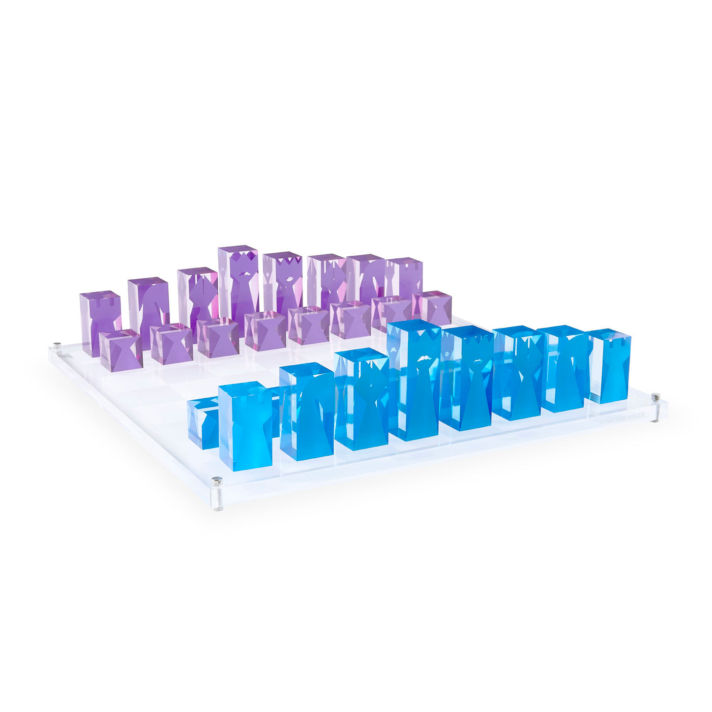 acrylic chess set purple - styled view