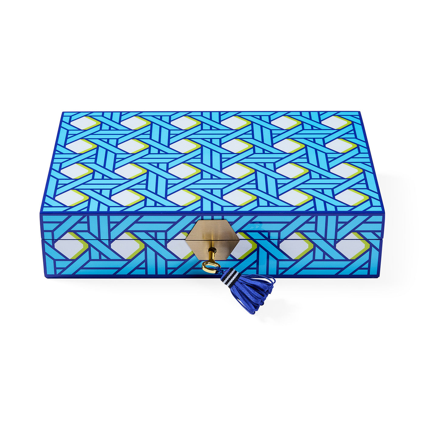 Basketweave Lacquer Jewelry Box - front shot