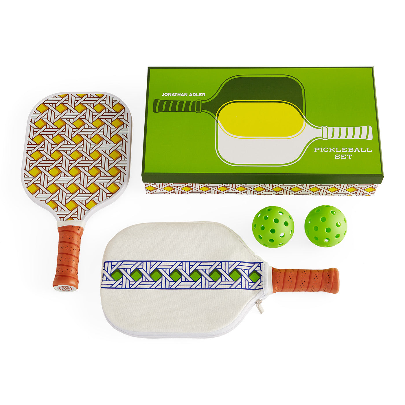 Basketweave Pickleball Set - opened view