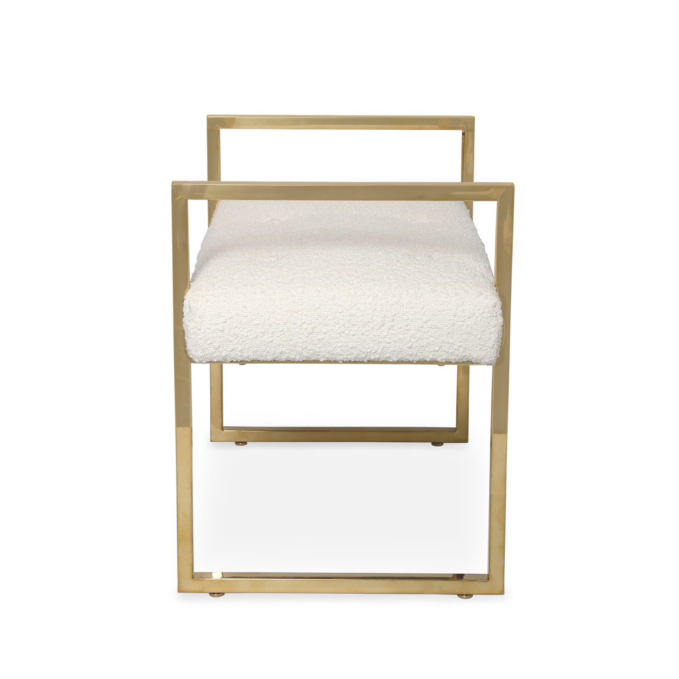 beaumont bench olympus ivory boucle brass frame - side view