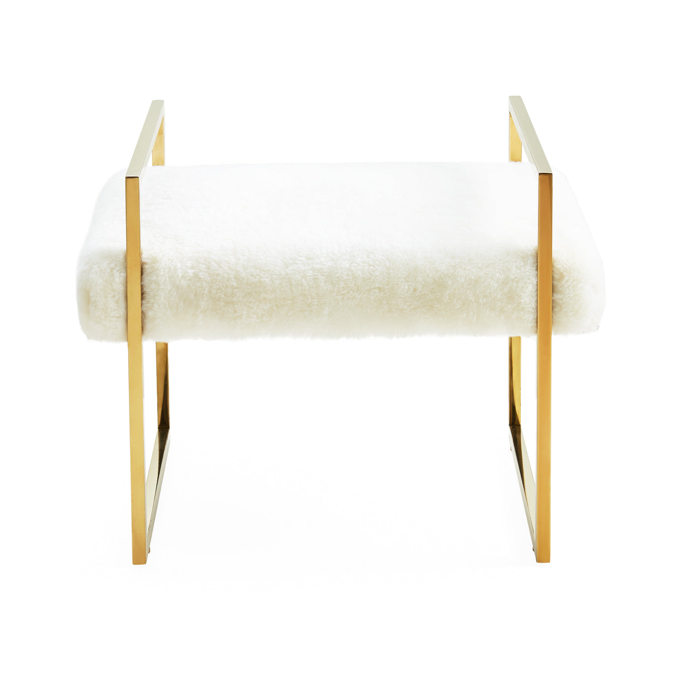 beaumont bench shearling brass frame - front view