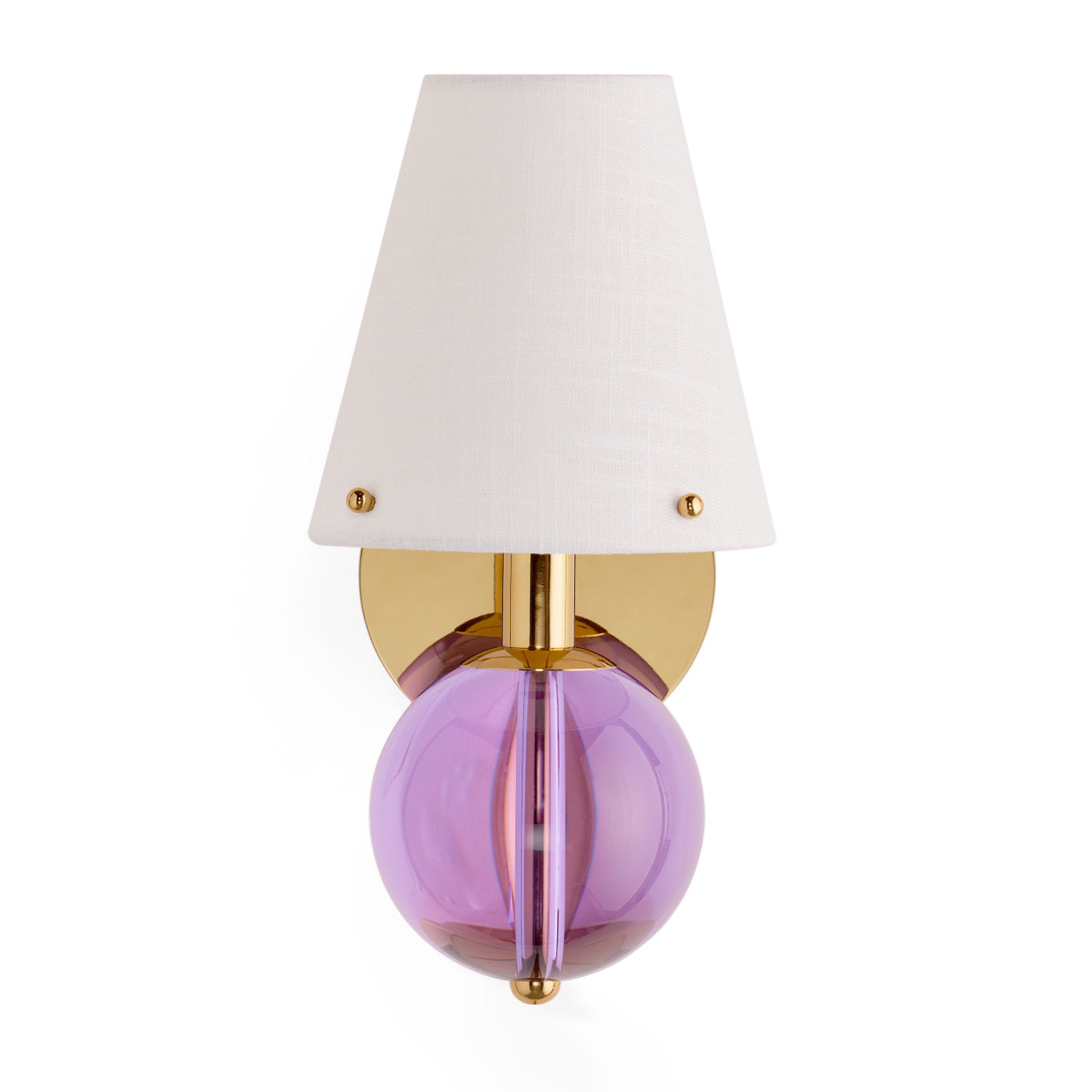 belvedere sconce purple acrylic brass - front view