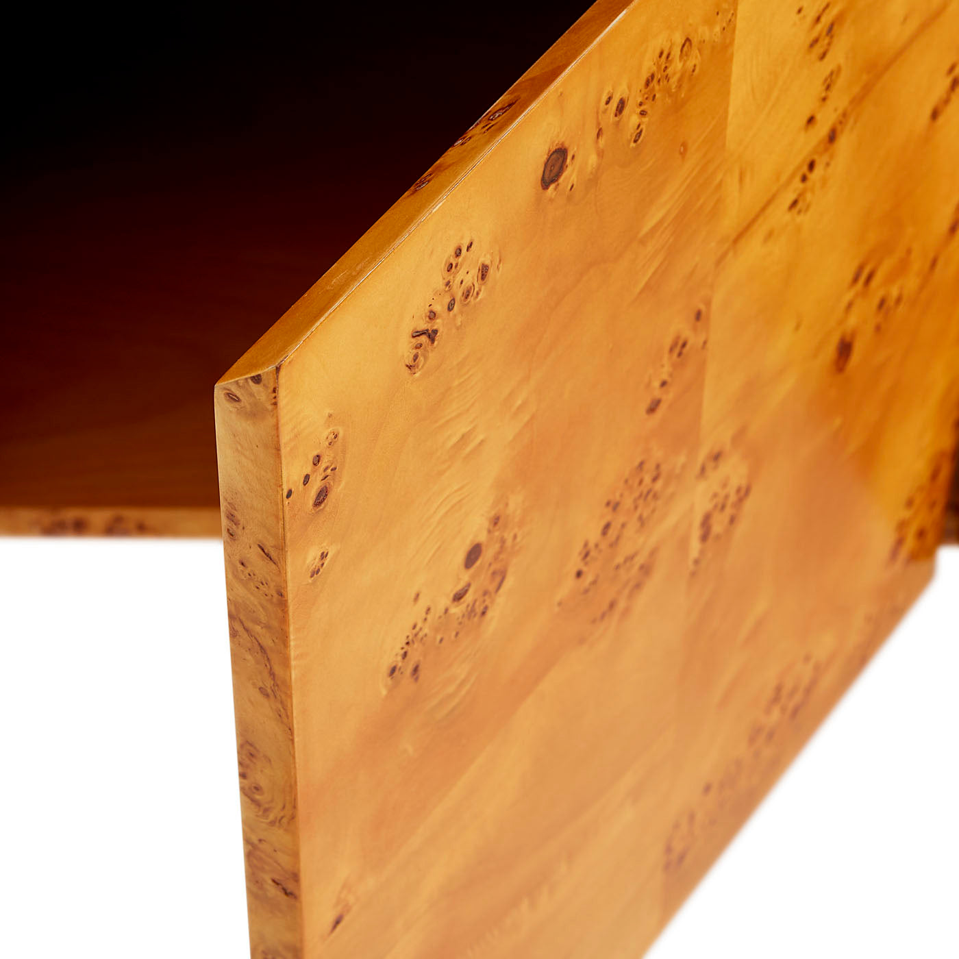 bond credenza burl wood clear acrylic frame - open angle view 2