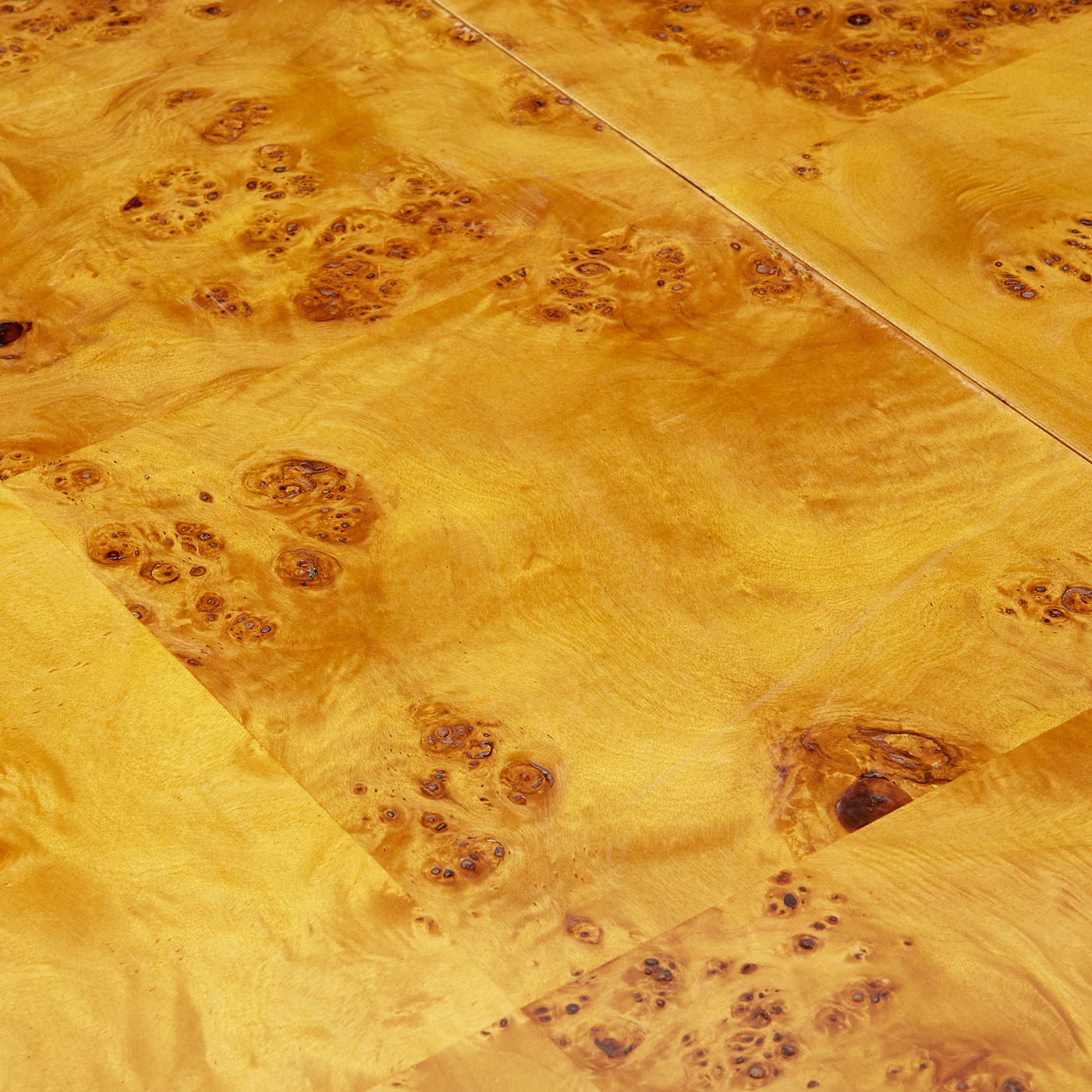 bond dining table burl wood nickel brass base details 1