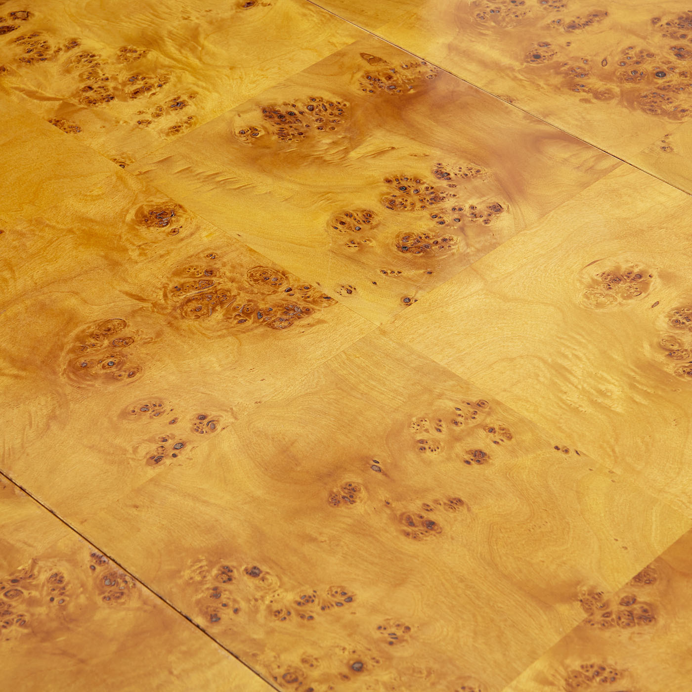 bond dining table burl wood nickel brass base details 2