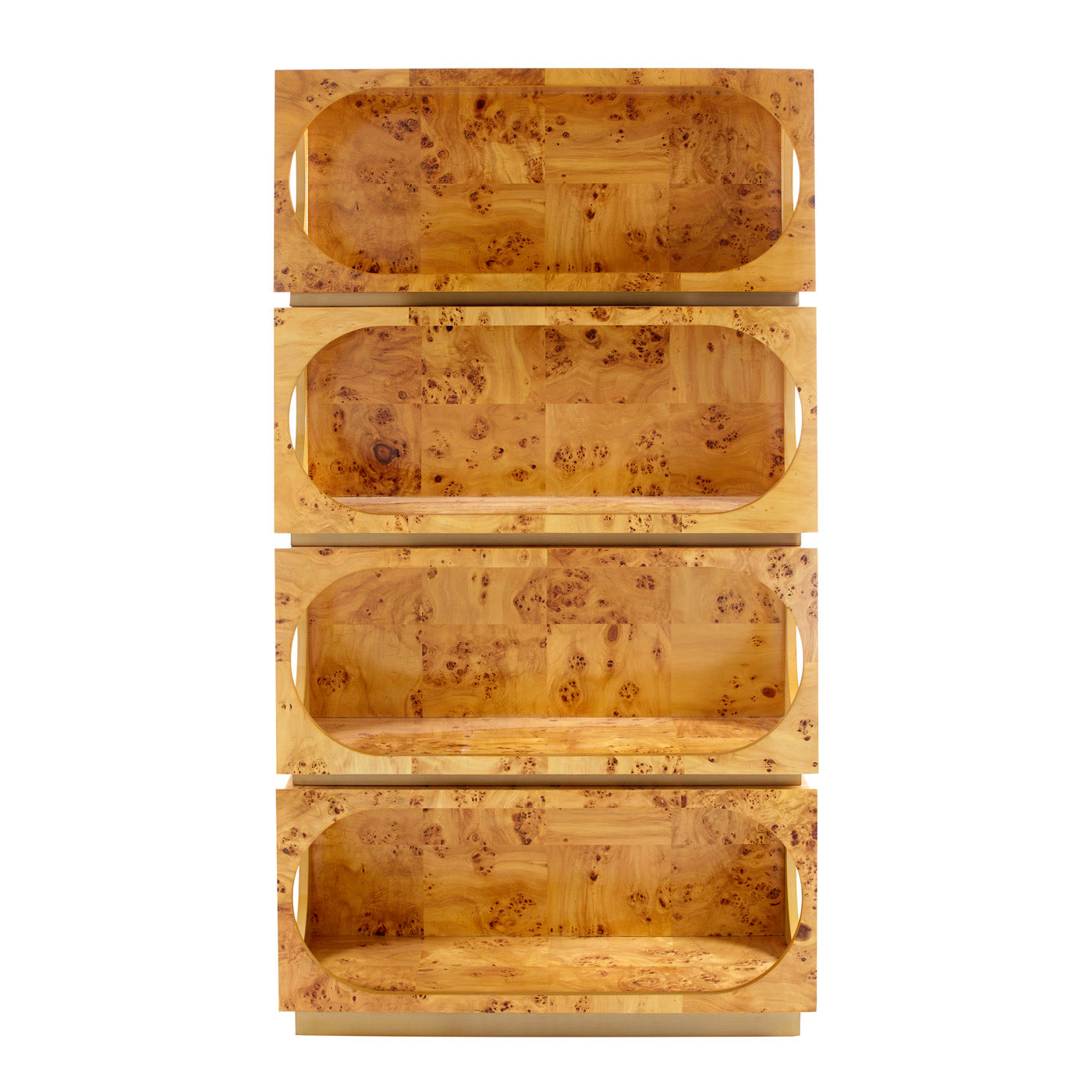 bond etagere burled wood - side view 2