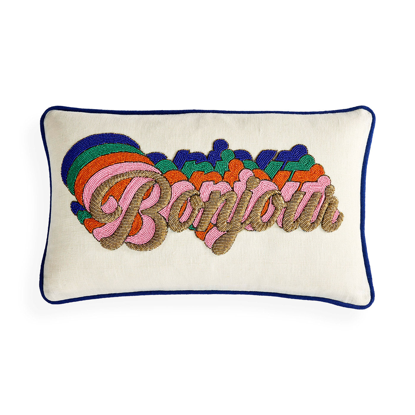 Bonjour Beaded Pillow in Glass Beads and Linen | Jonathan Adler