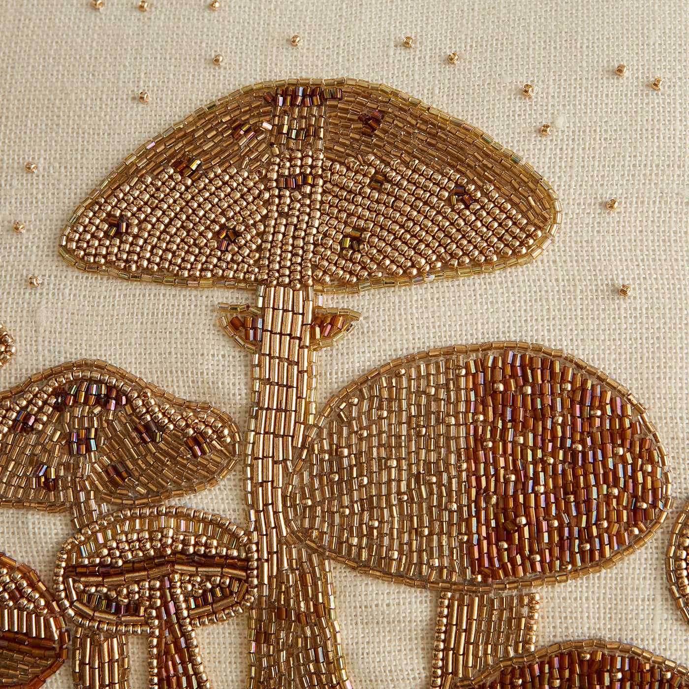 Botanist Mushroom Field Beaded Pillow - details view