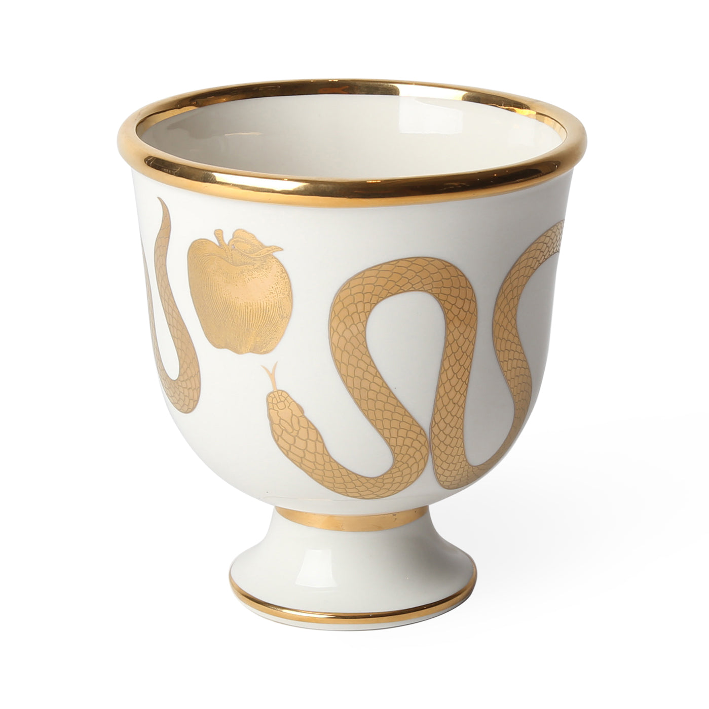 botanist snake and apple bowl porcelain white accents gold - view 2