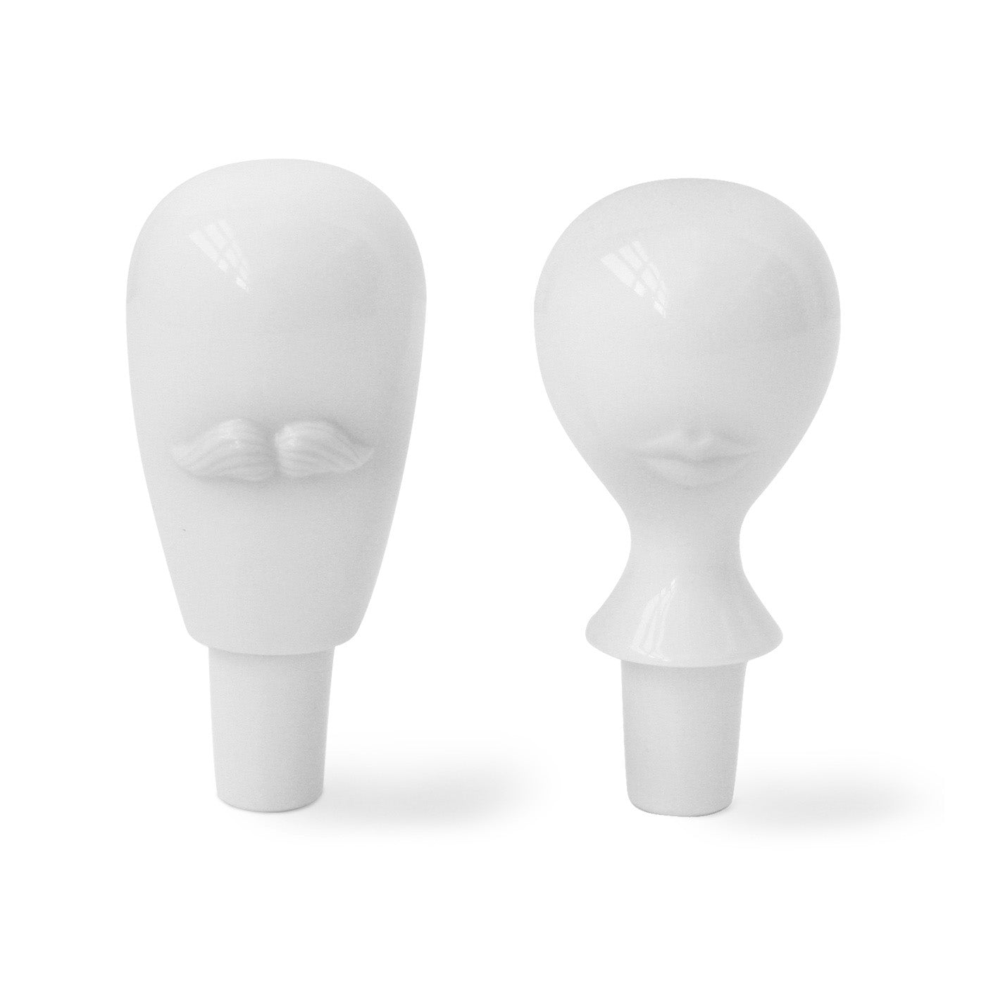 mr. and mrs. muse bottle stopper porcelain white - front view