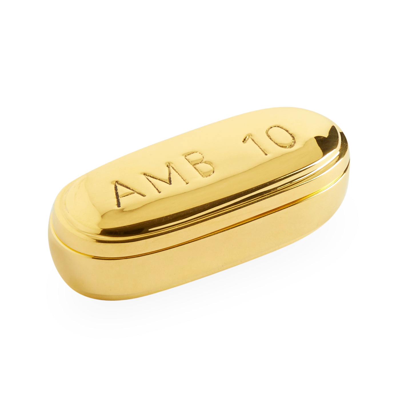 ambien pill box brass - angle view