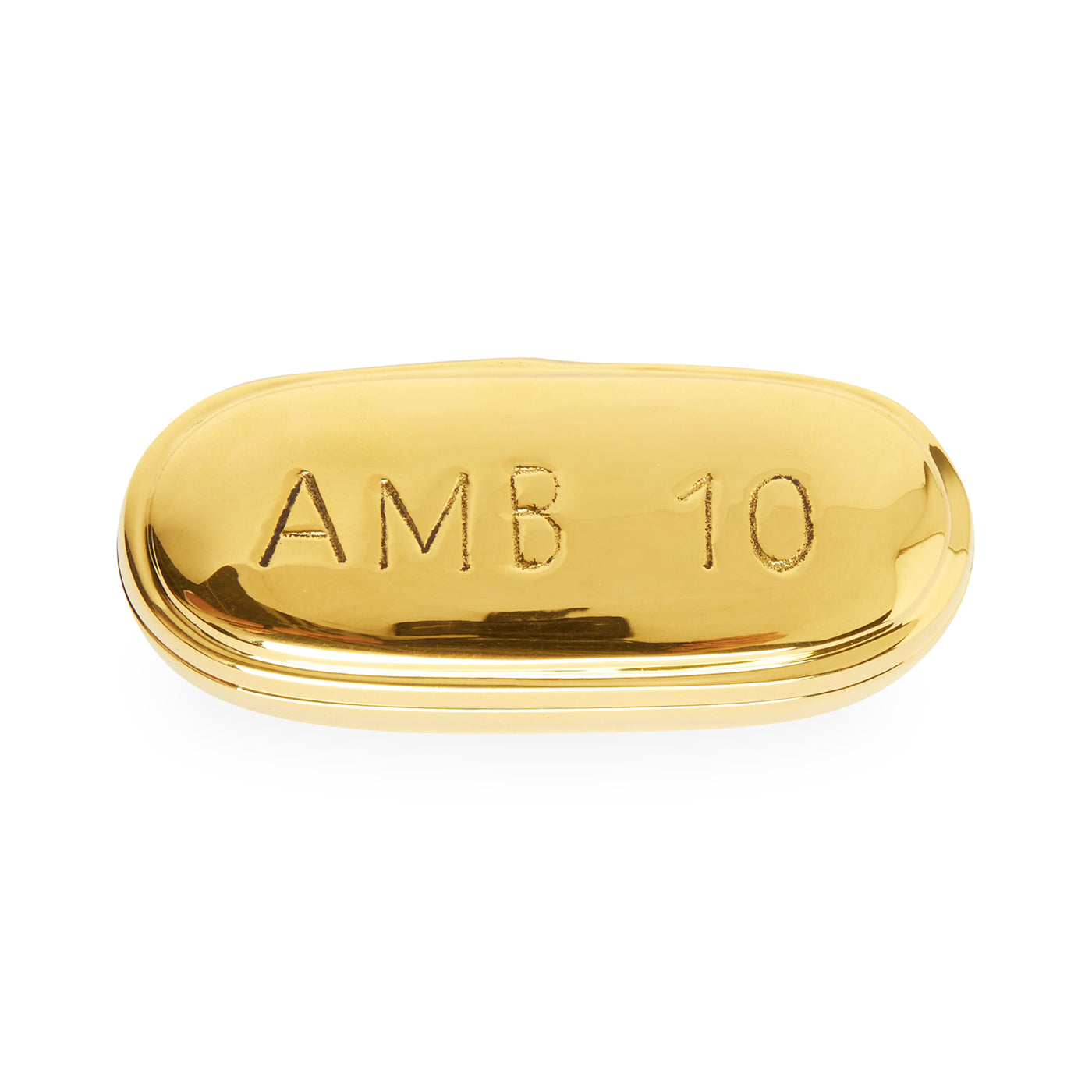 ambien pill box brass - side view