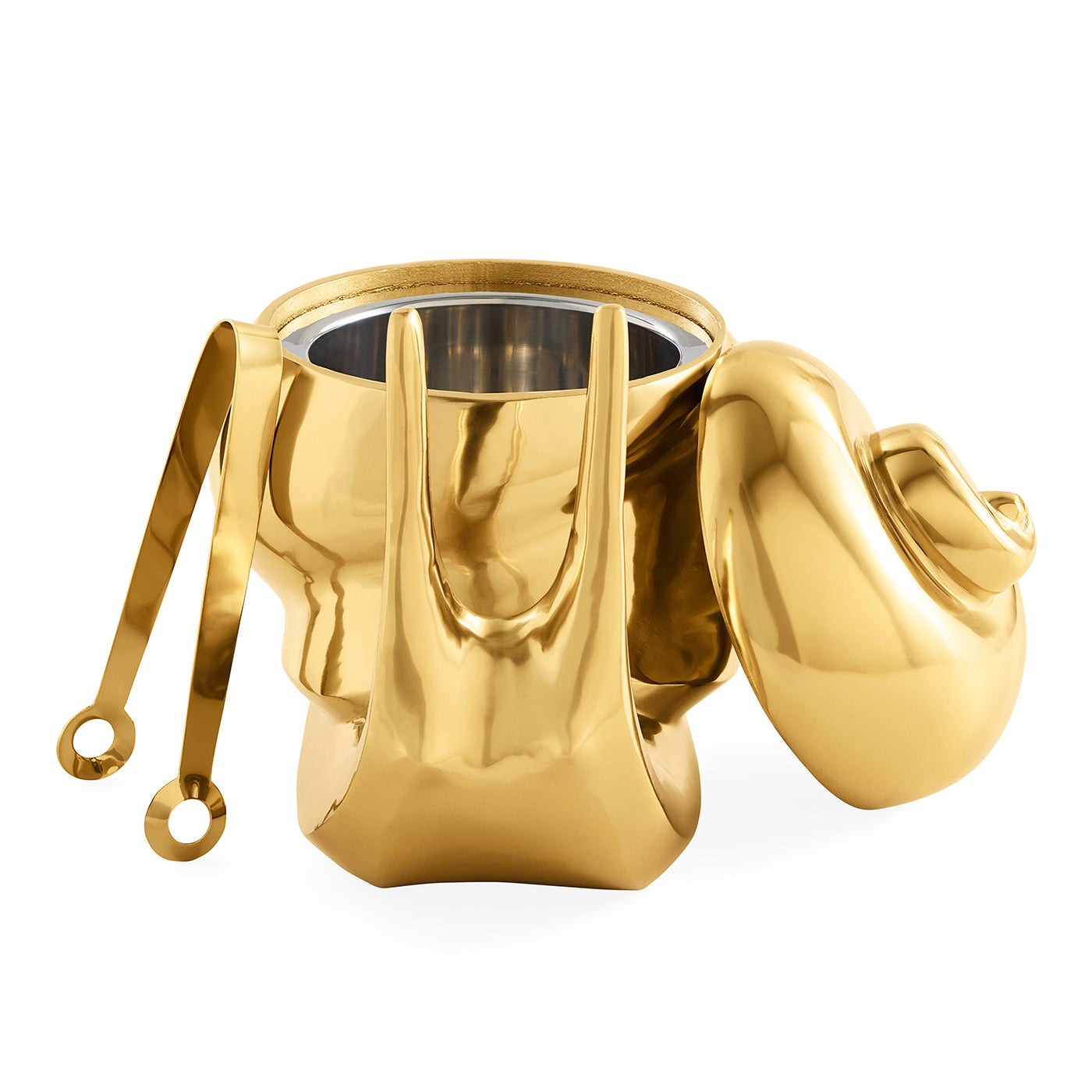 Brass Snail Ice Bucket - opened view
