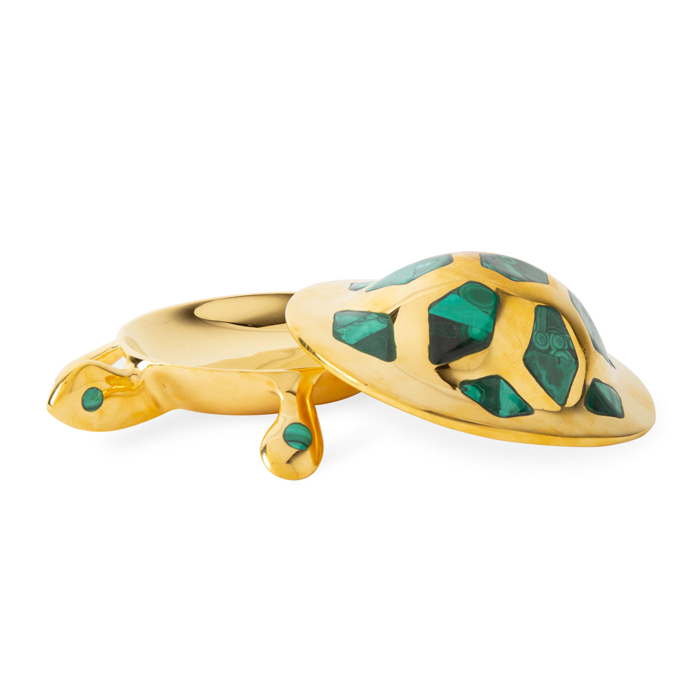 turtle box brass malachite - side view