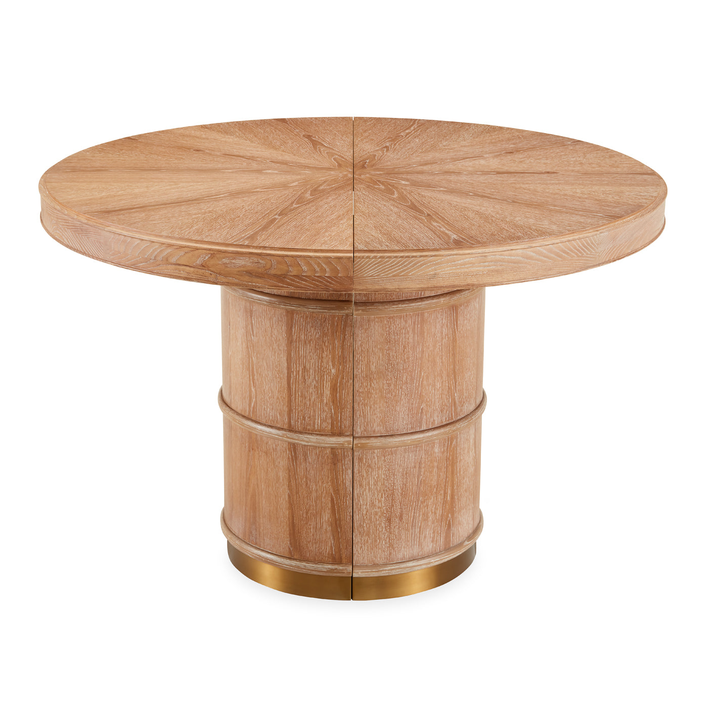 brussels dining table wood brass accents - front view