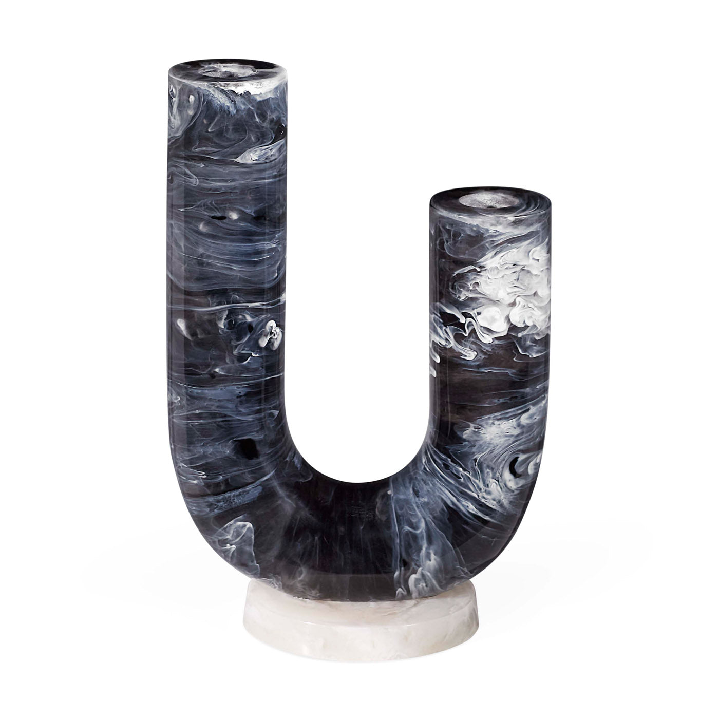 Mustique Black & White Double Tube Vase - side view