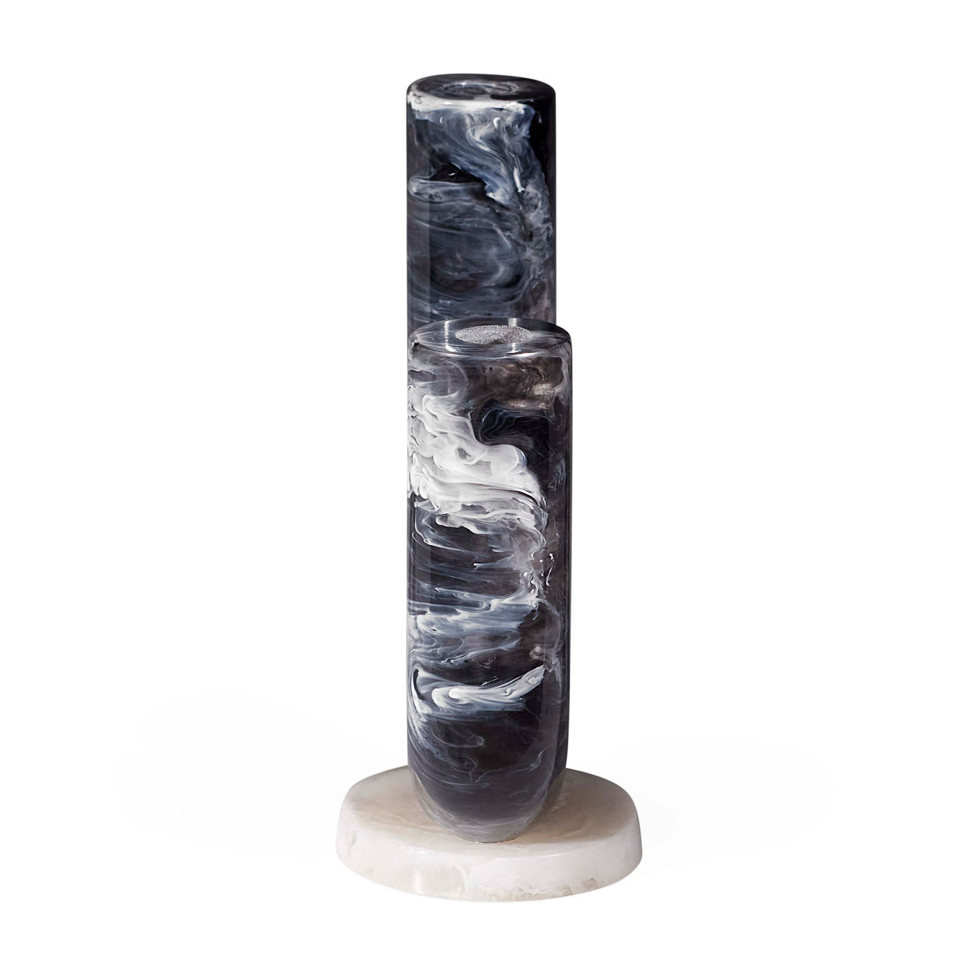 Mustique Black & White Double Tube Vase - front view