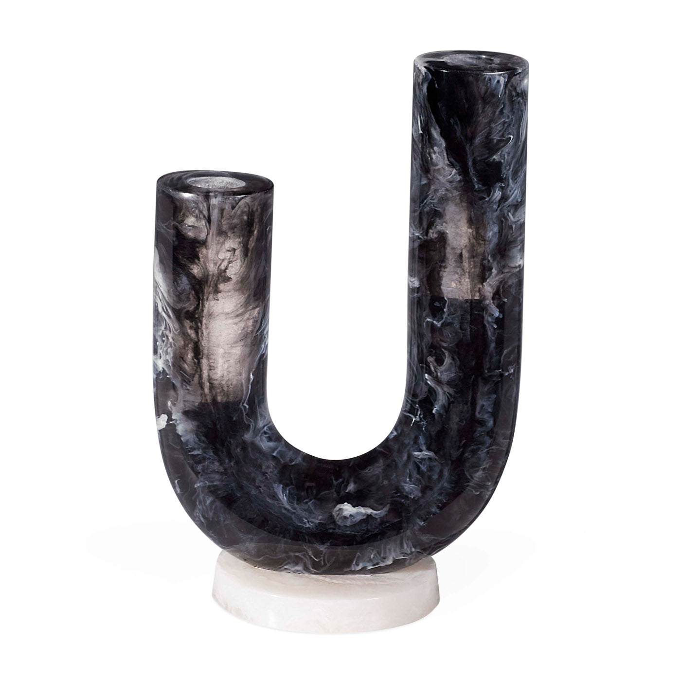 Mustique Black & White Double Tube Vase - back view