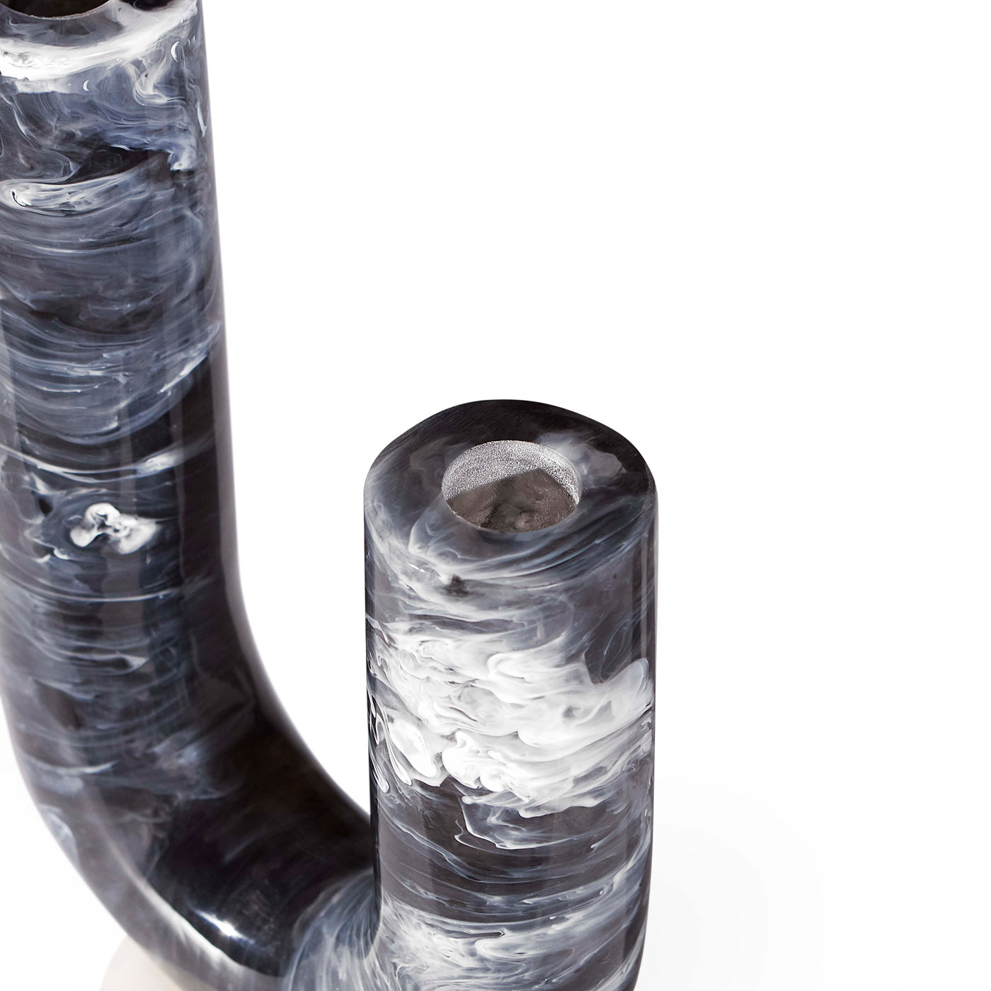 Mustique Black & White Double Tube Vase - details view