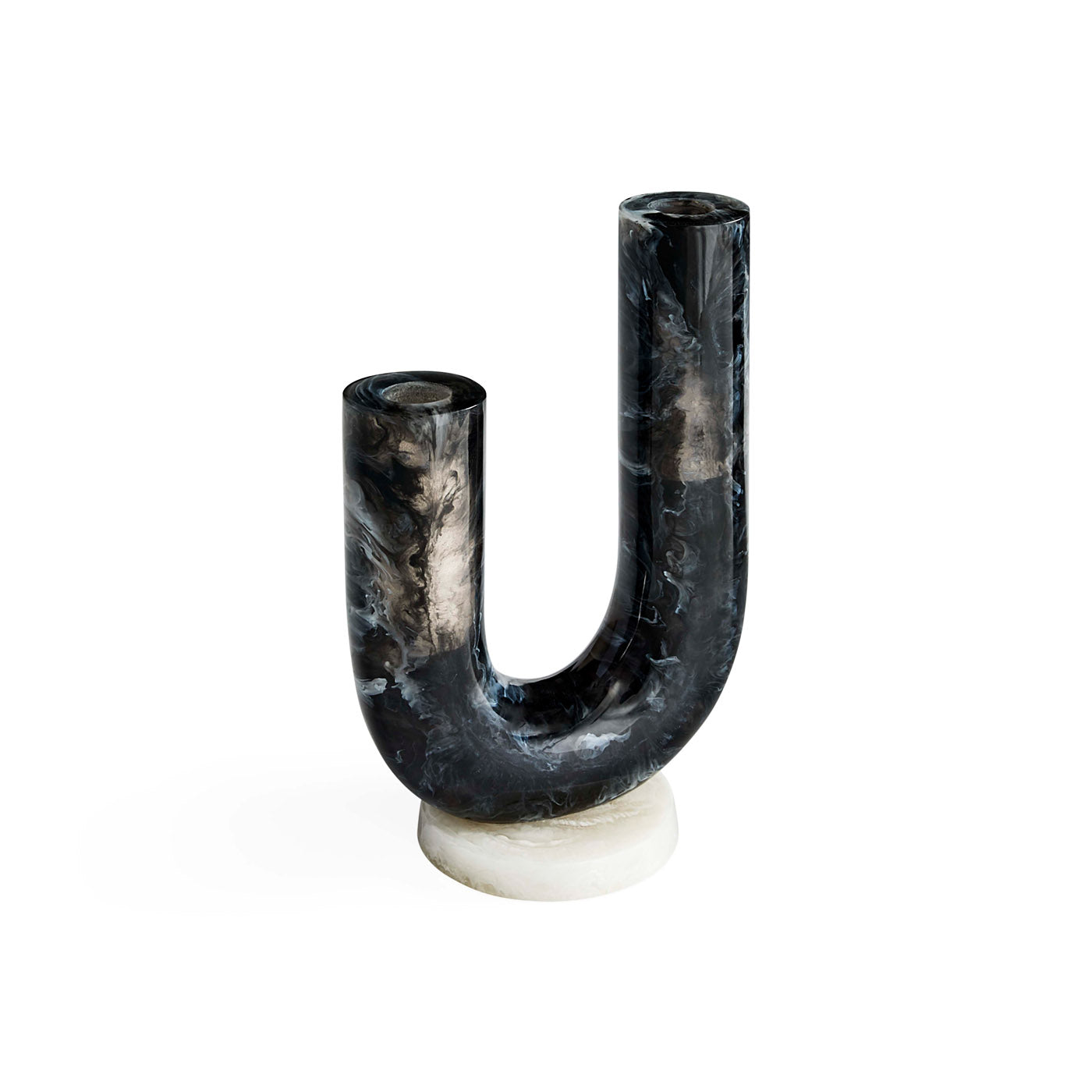 Mustique Black & White Double Tube Vase - angle view