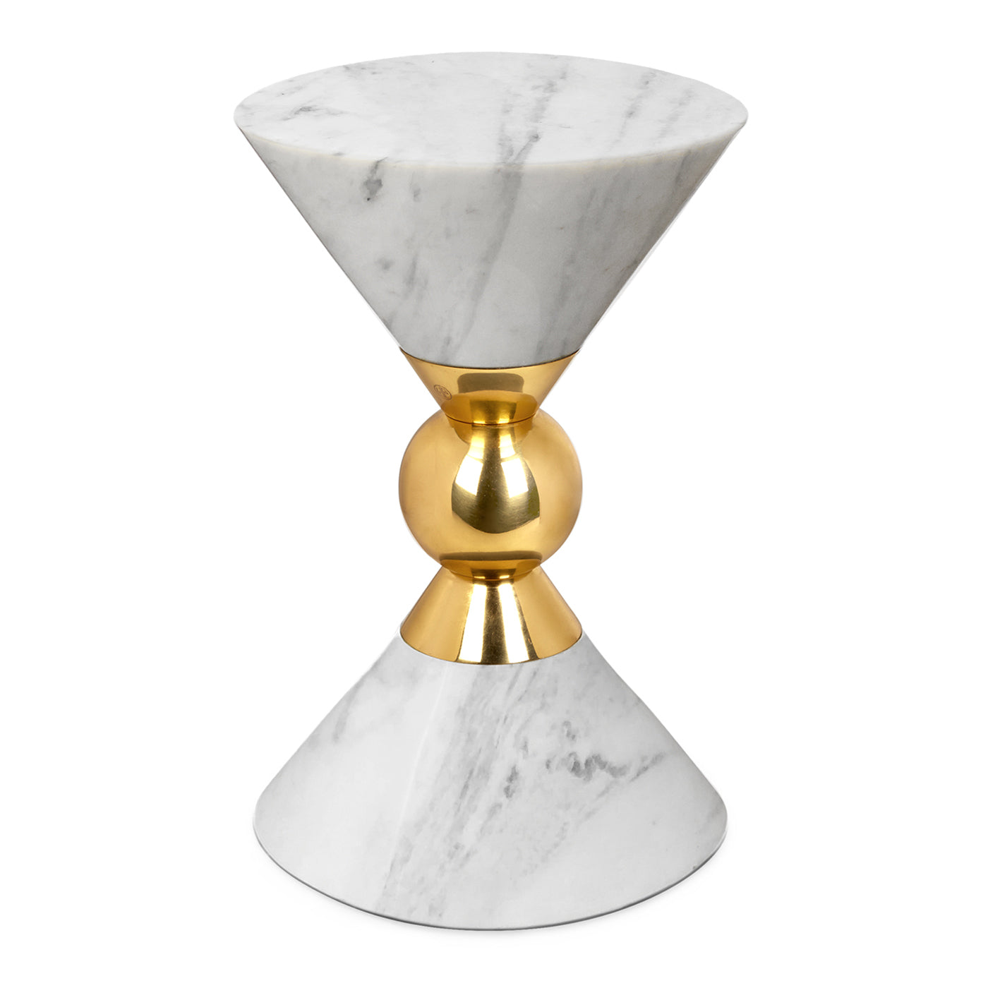 canaan accent table white marble brass accents - front view