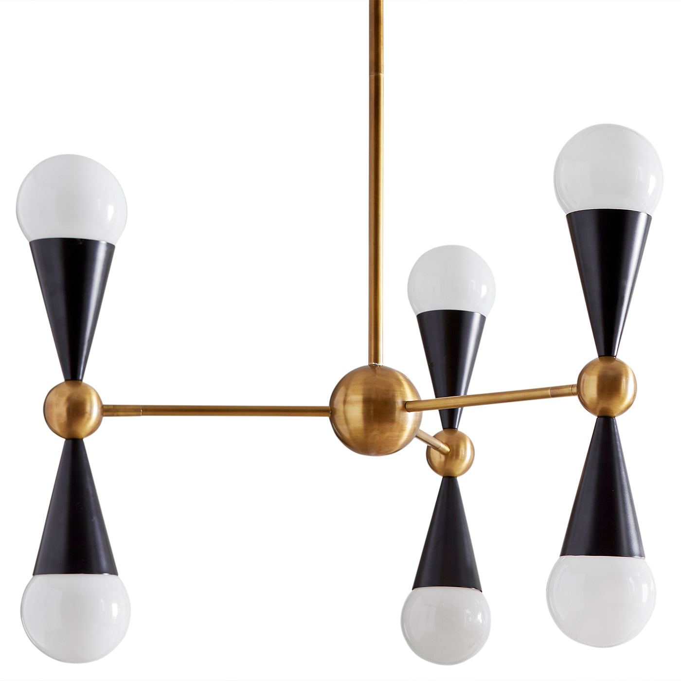 caracas six-light chandelier brass black white - view 1