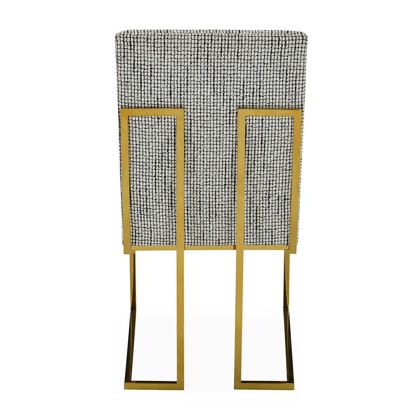 Channeled Goldfinger Dining Chair in bw cross hatch - back view