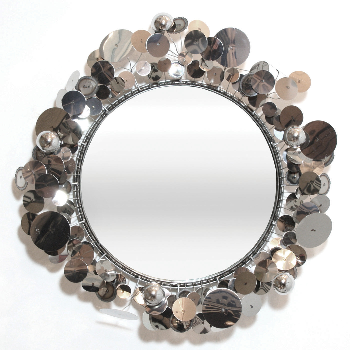 c. jere raindrops wall sculpture mirror chrome - front view