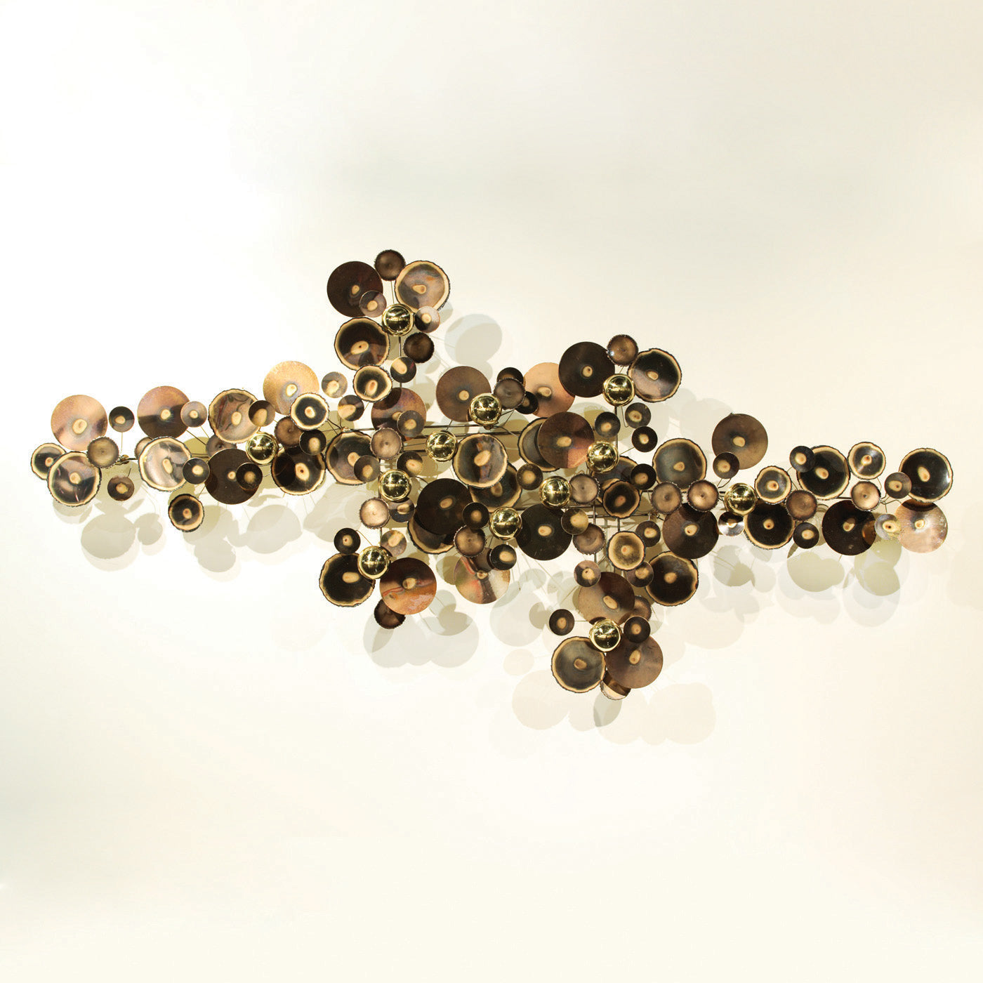 c. jere raindrops wall sculpture brass - front view