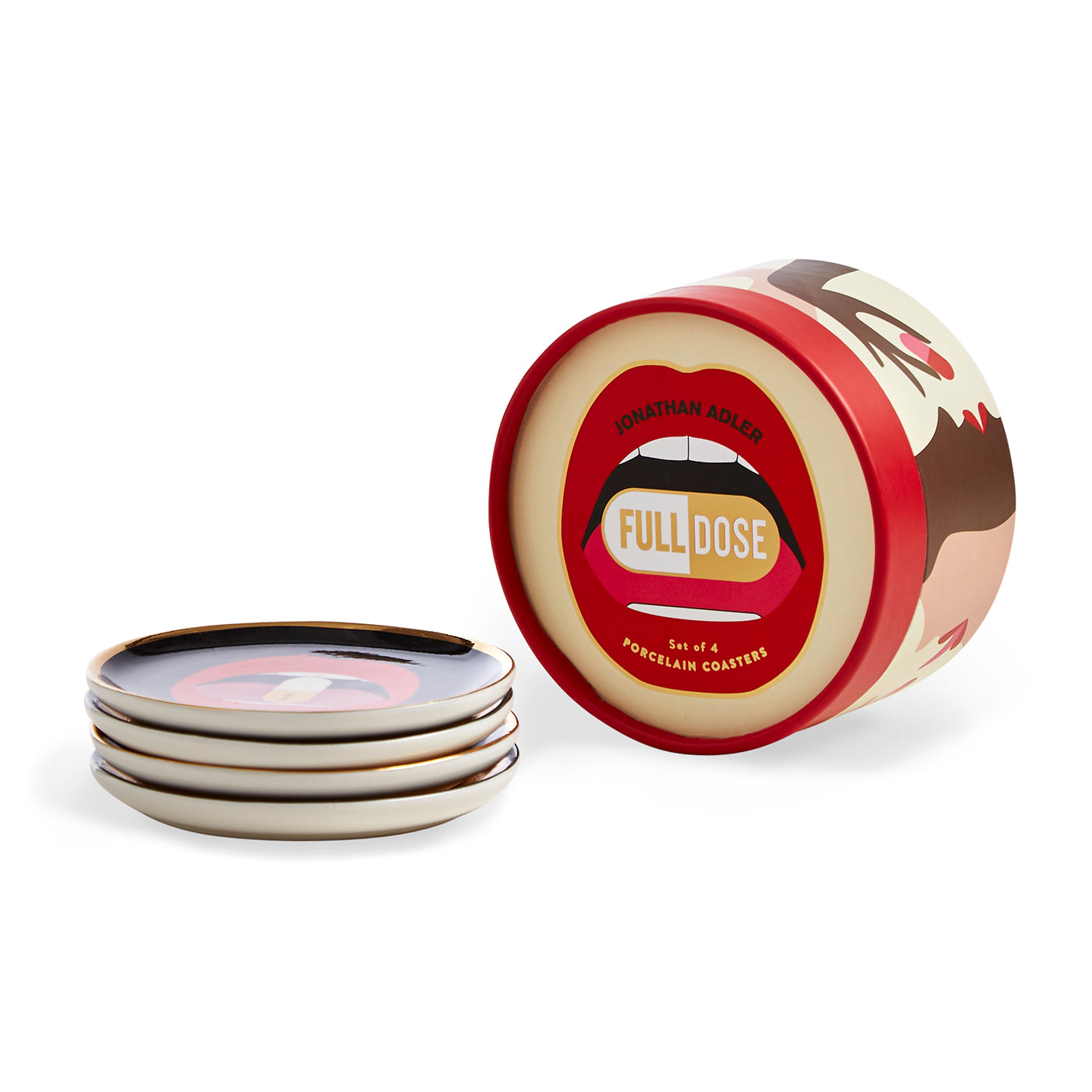 full dose coasters porcelain black red gold - view 2