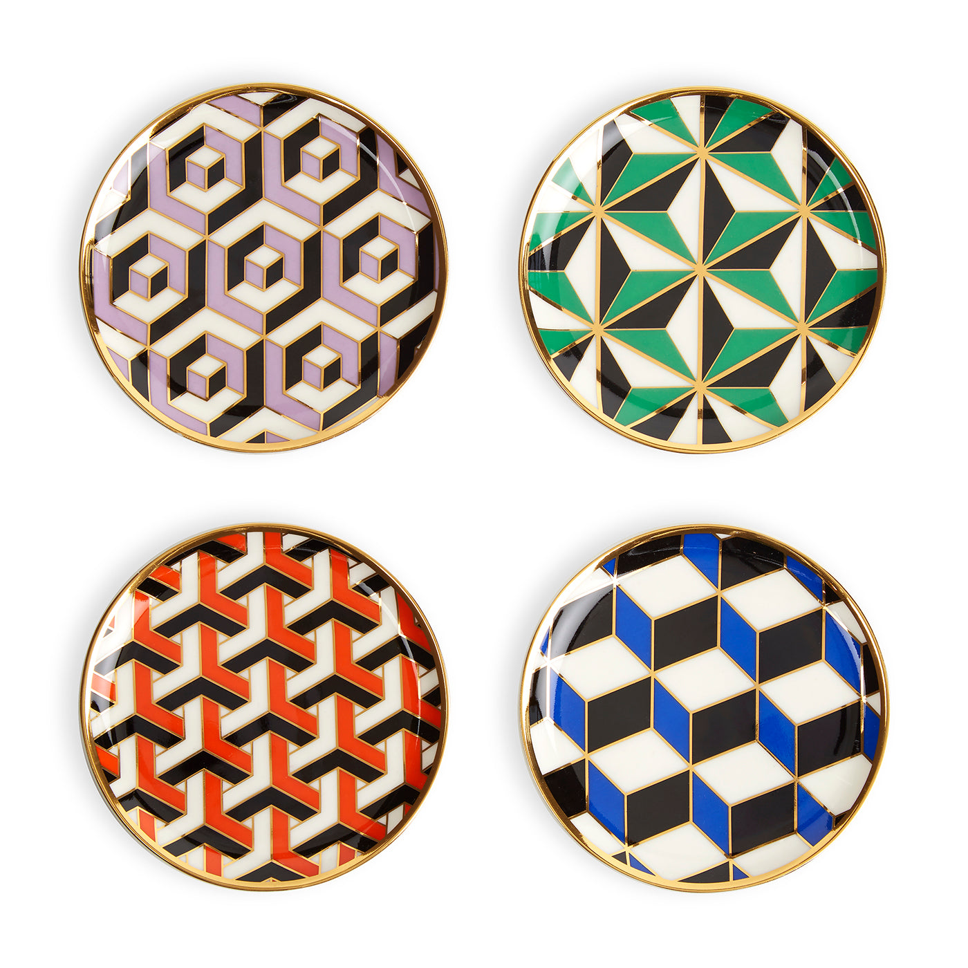 versailles coasters porcelain multicolor - set view