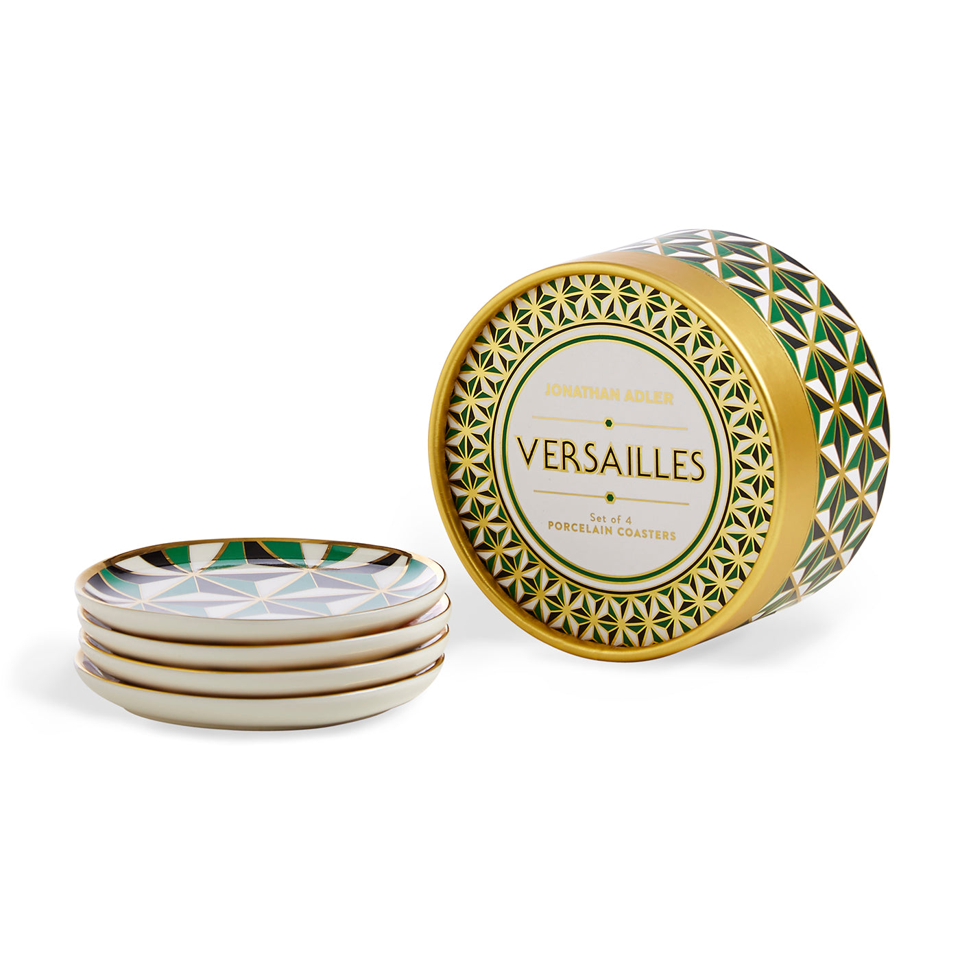 versailles coasters porcelain multicolor with box - angle view