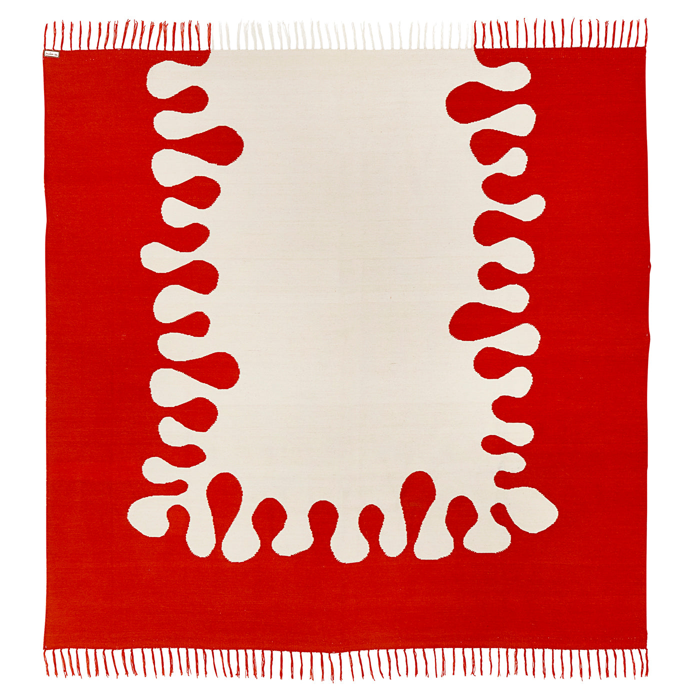 brushed alpaca amoeba coverlet orange natural - folded view 1