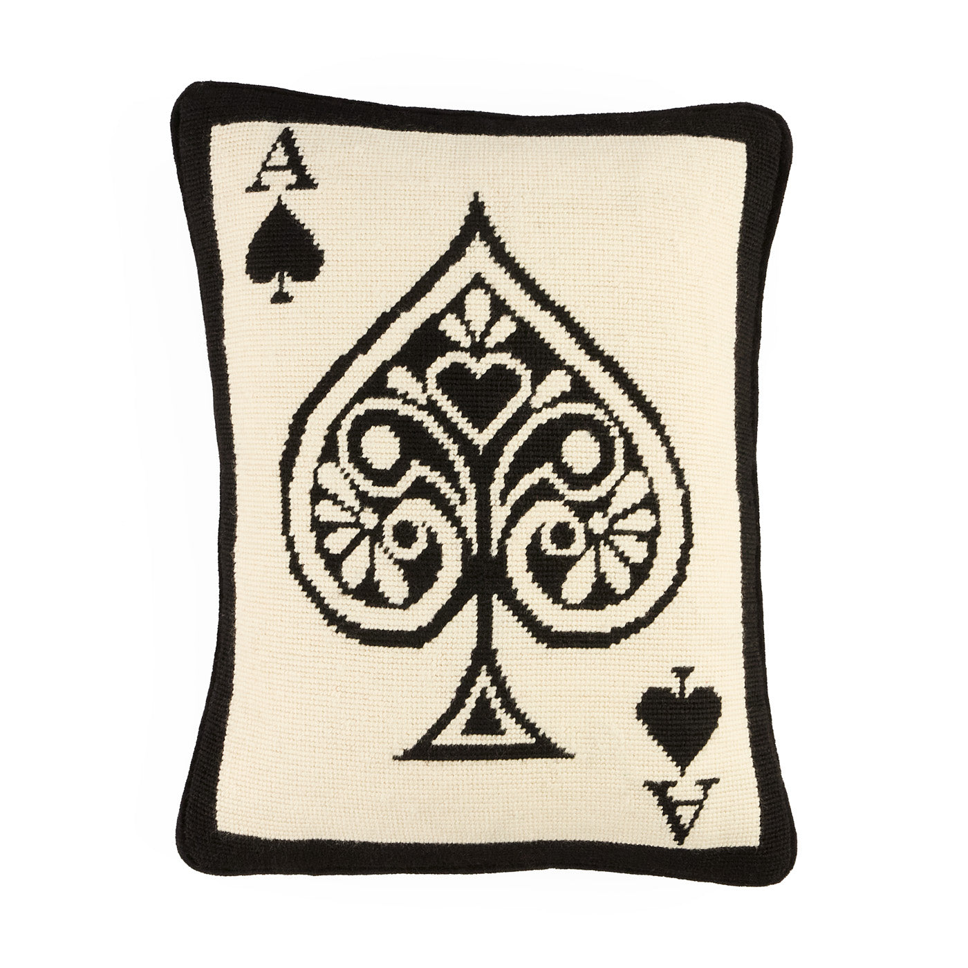 Ace Of Spades Needlepoint Pillow - front view