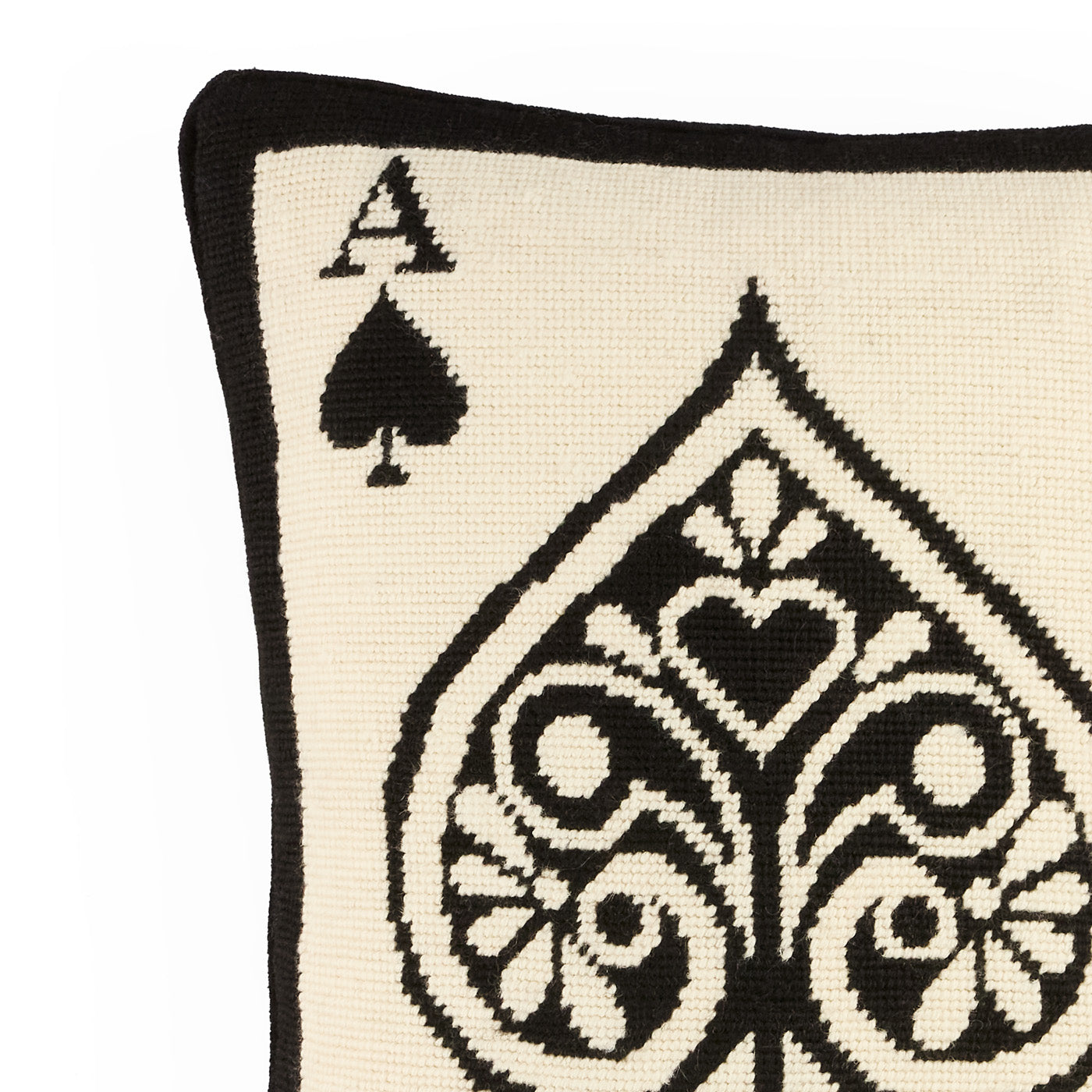 Ace Of Spades Needlepoint Pillow - details view