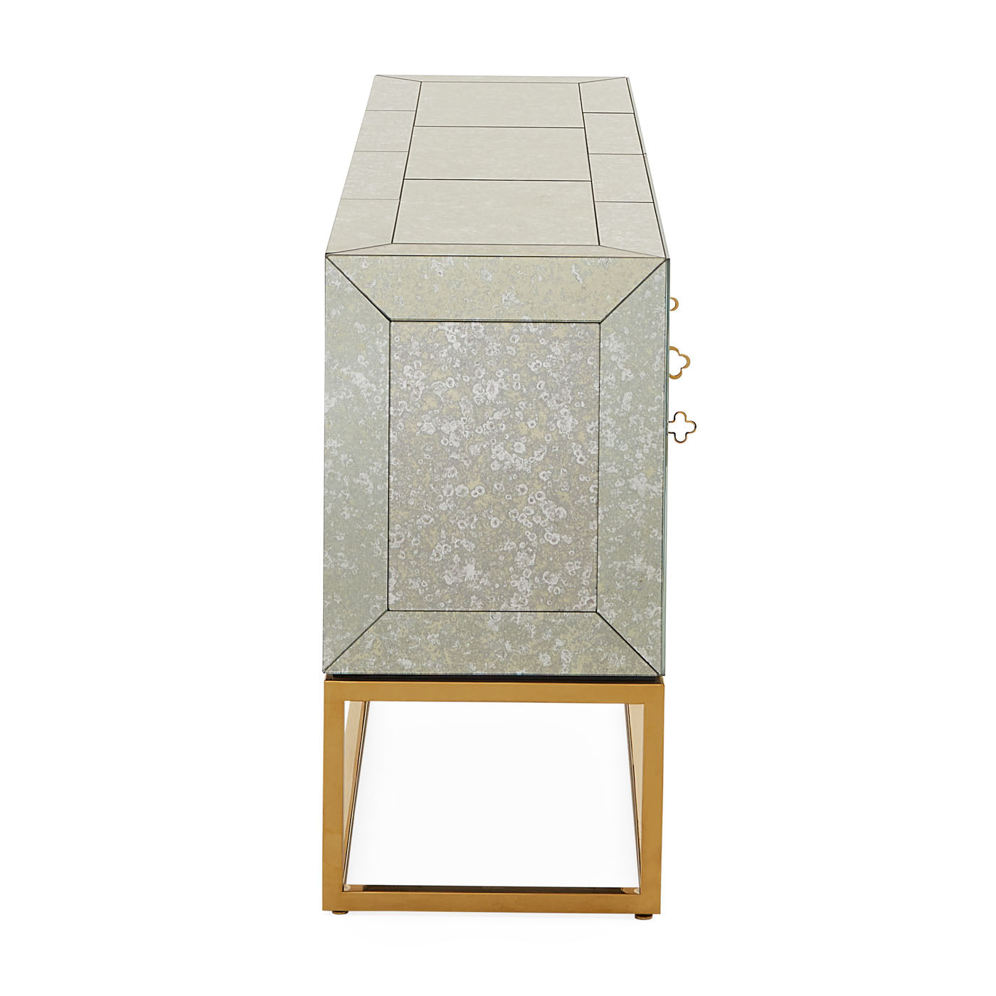delphine credenza antiqued mirror brass frame - details view