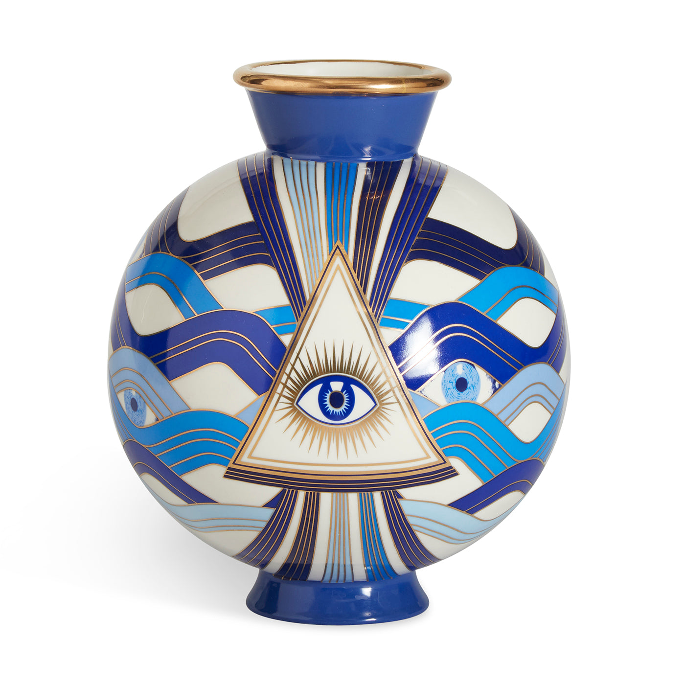 druggist eye vase porcelain blue - front view