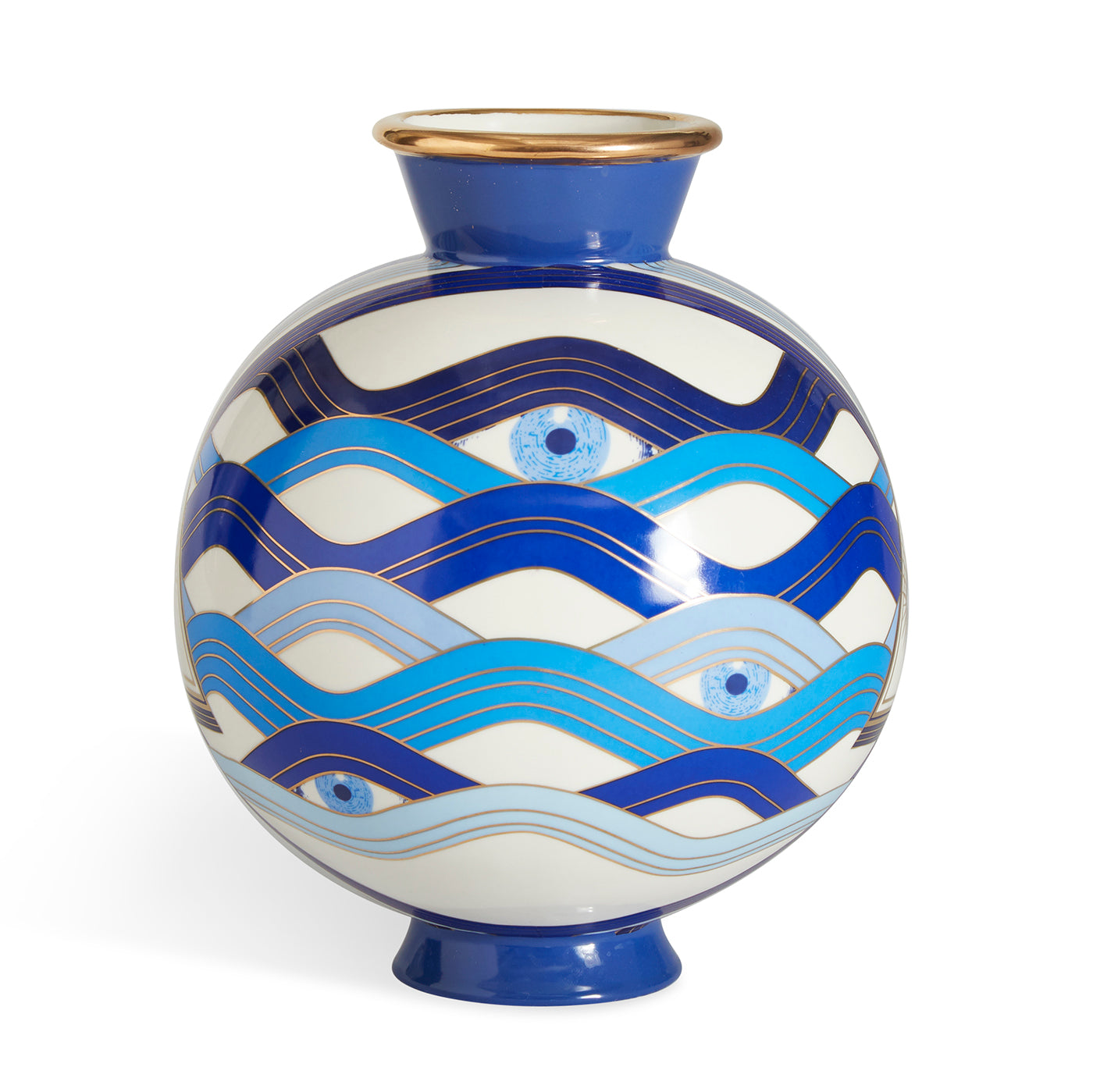 druggist eye vase porcelain blue accents gold