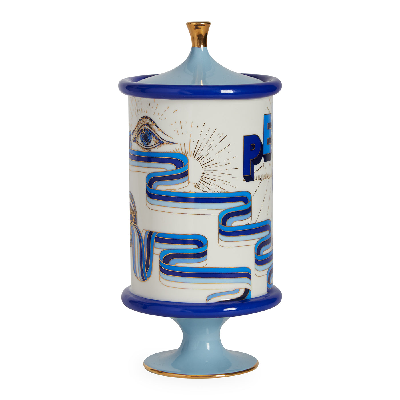 druggist peyote canister porcelain blue accents gold open - view 5