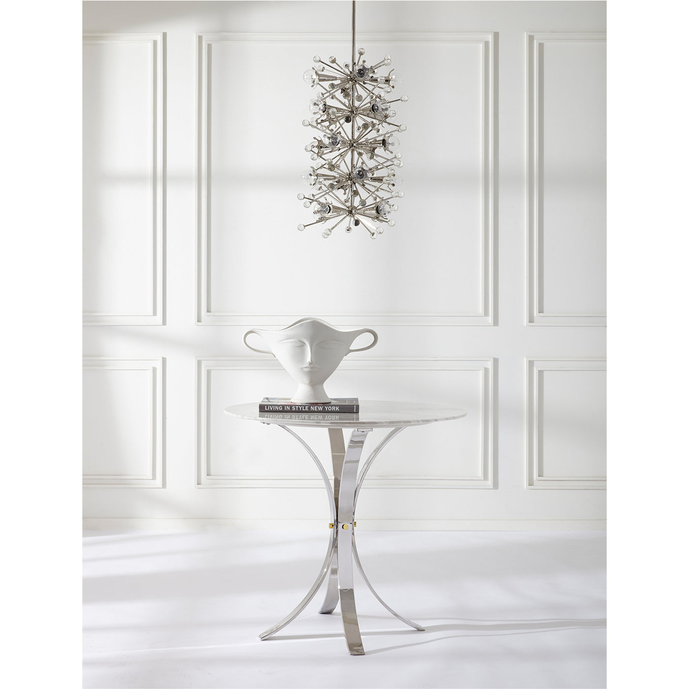 electrum cafe table giuliette urn - styled view