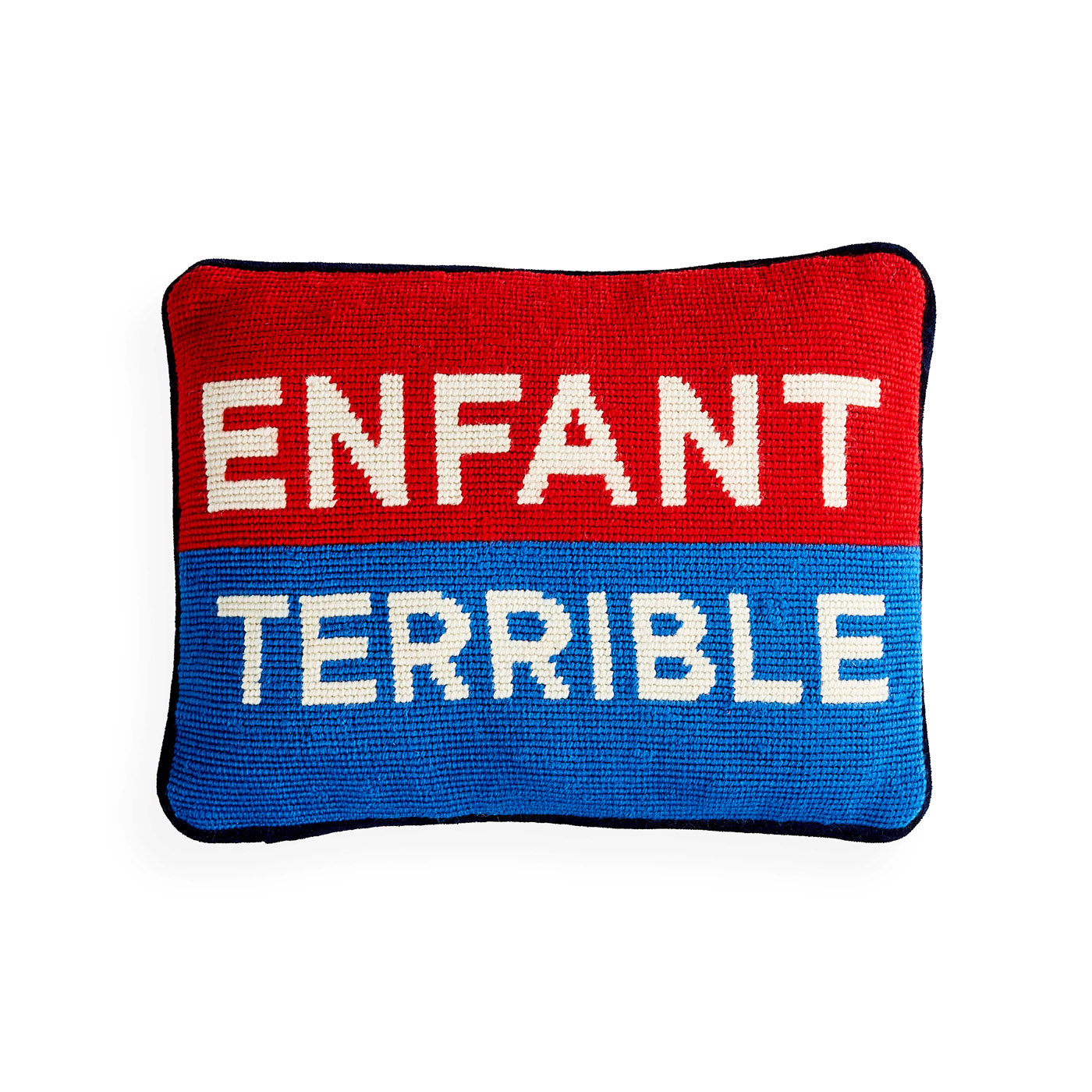 Enfant Terrible Needlepoint Pillow - front view